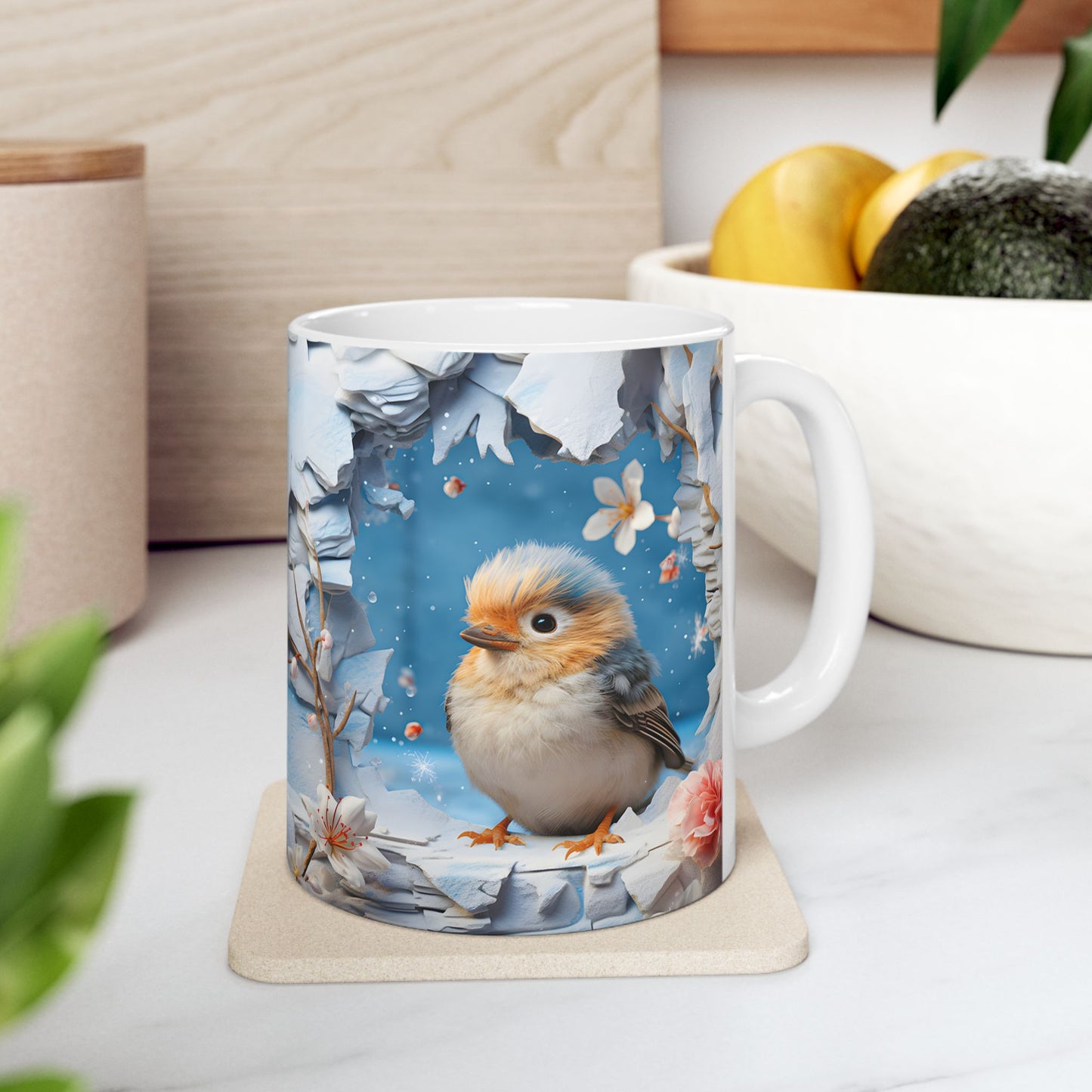 Adorable 3-D Winter Bird Coffee Mug