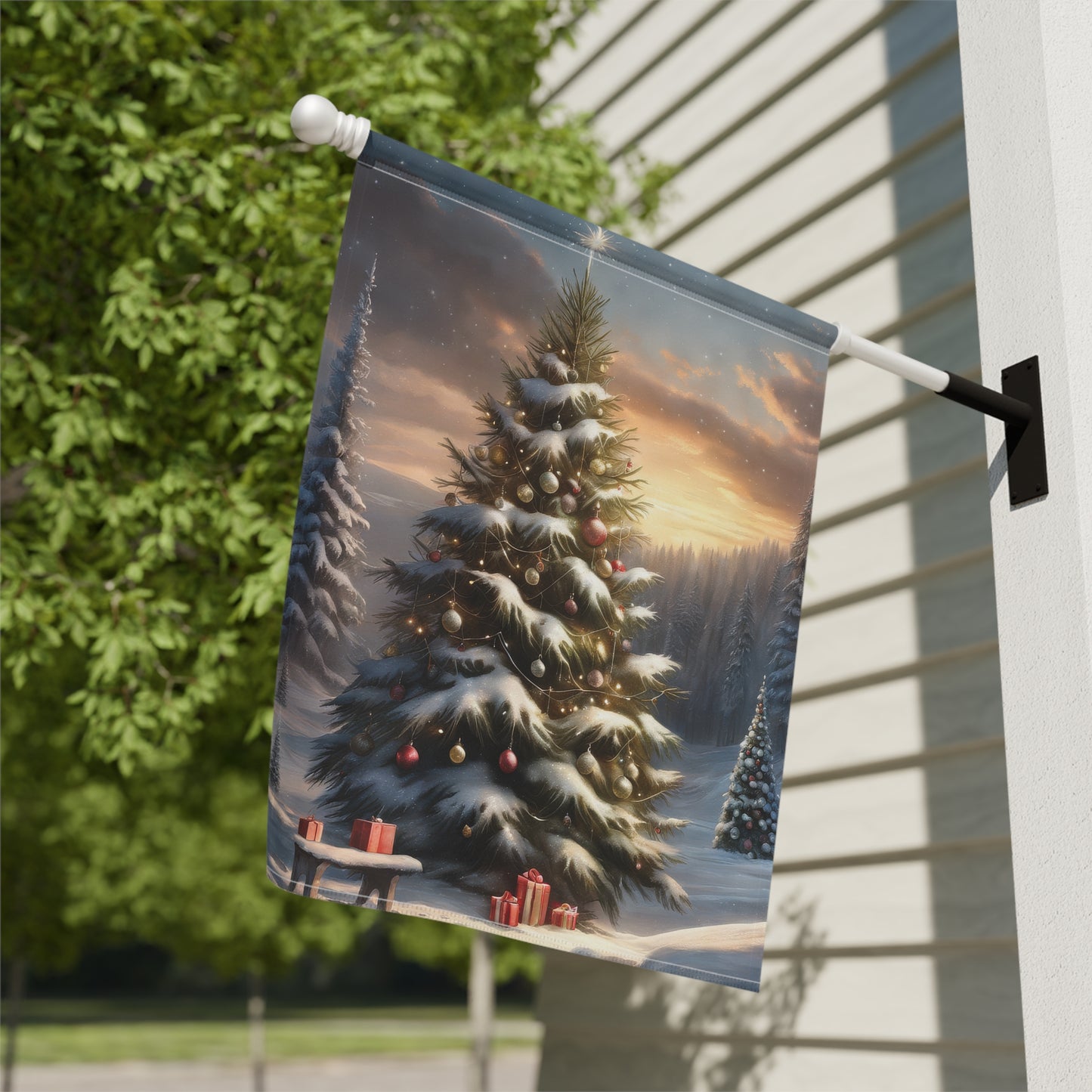 Snowy Winter Wonderland Garden Flag/ House Banner