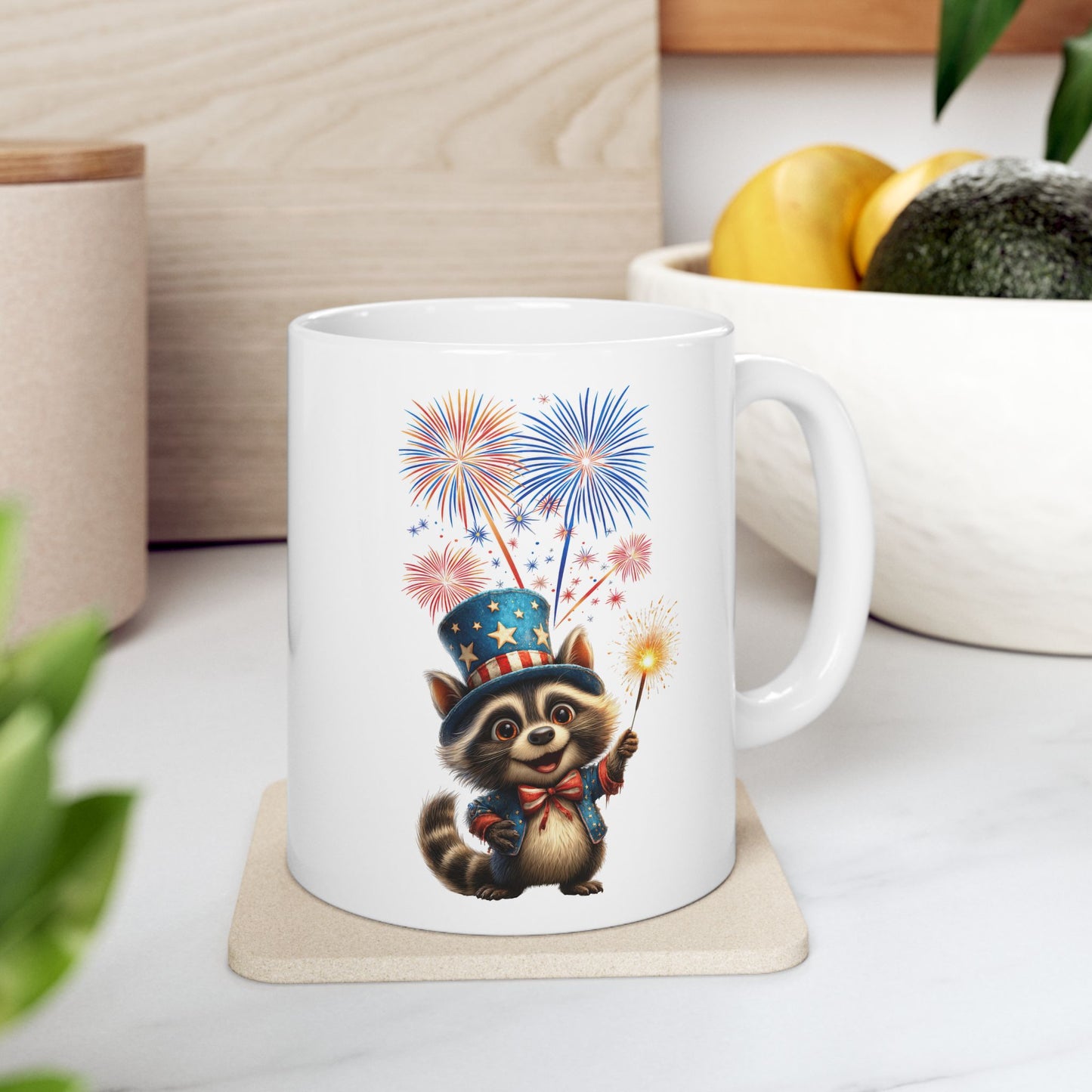 Adorable Patriotic Raccoon Coffee Mug