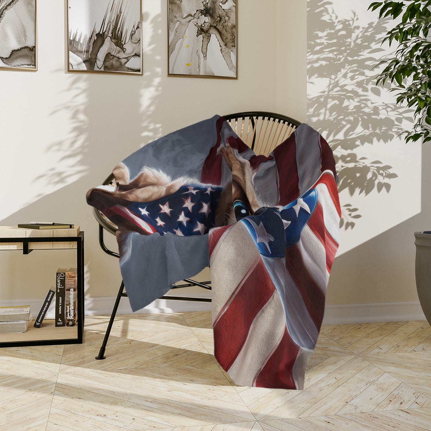 Cute Patriotic Puppy Velveteen Plush Blanket