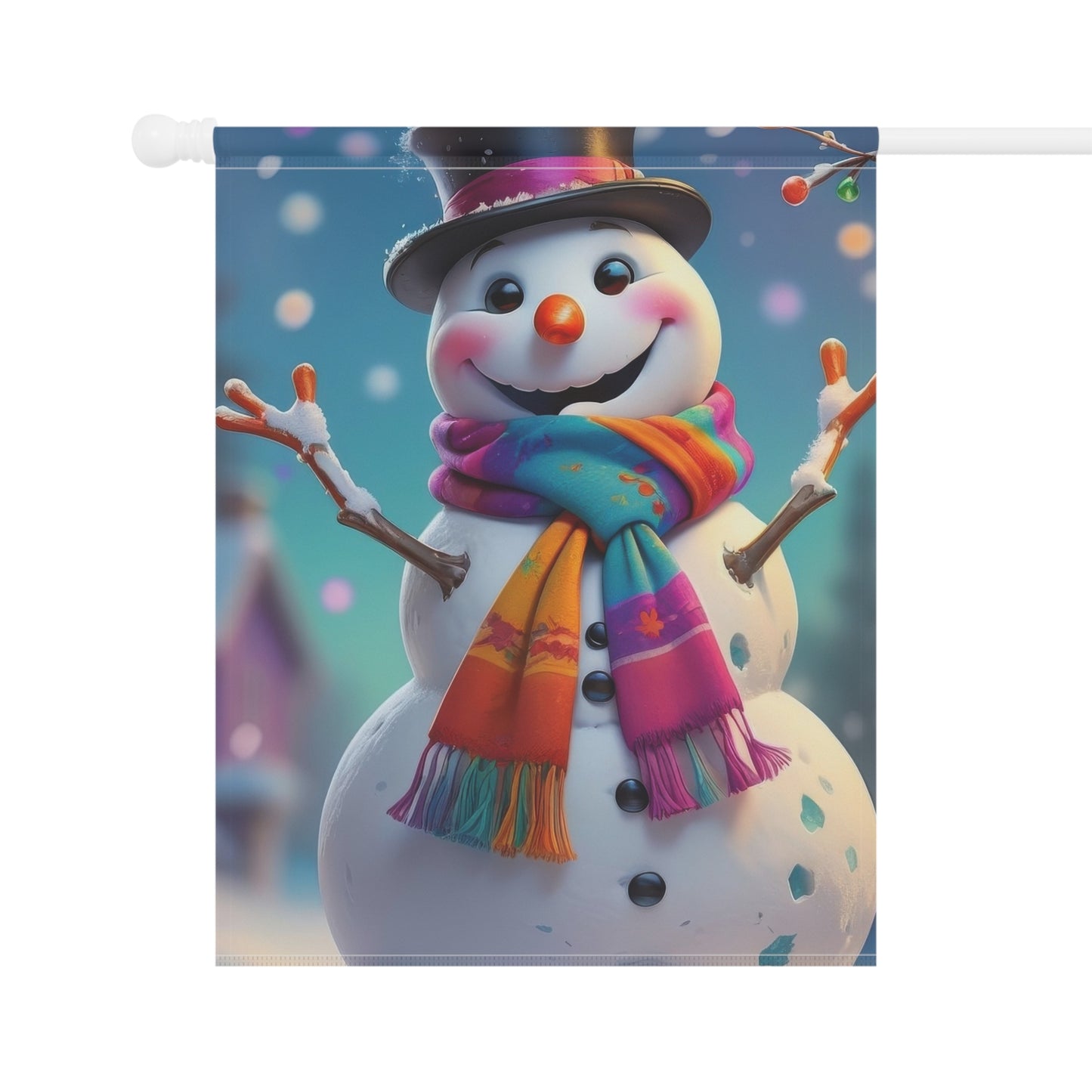 Cheerful Snowman Garden Flag