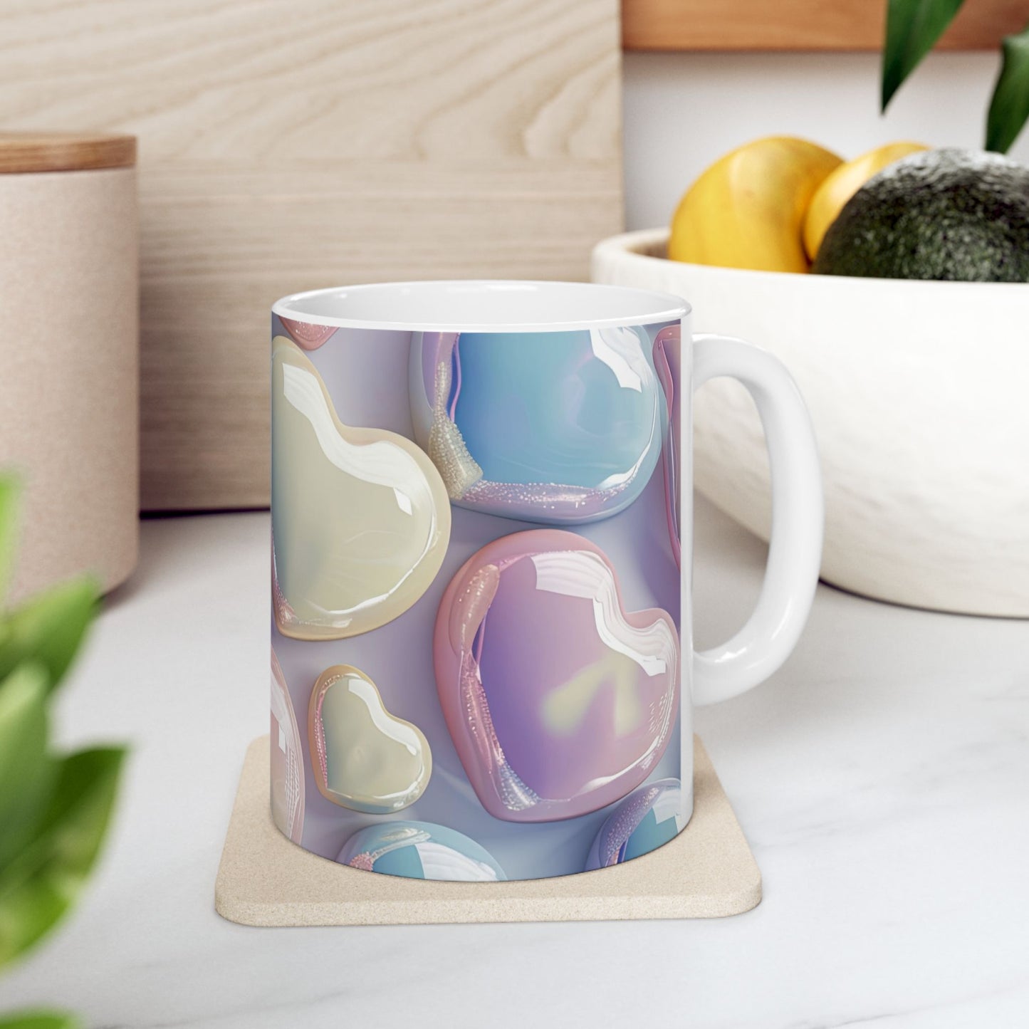 Glossy Bubble Heart Mug