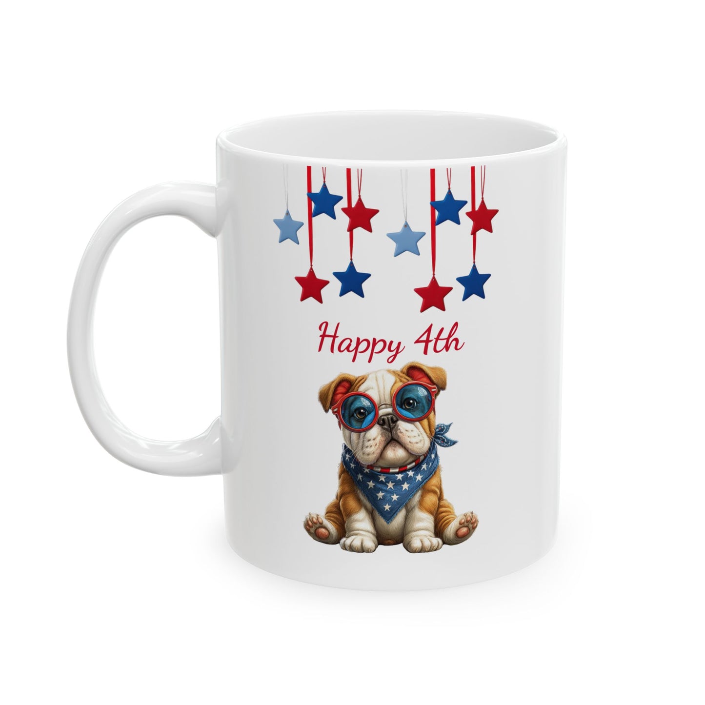 Festive USA Bulldog Ceramic Mug