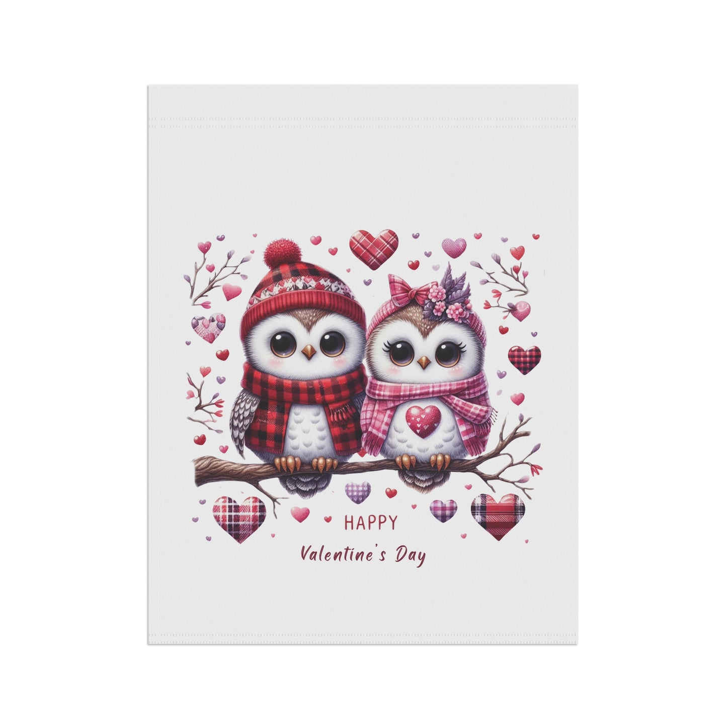 Cute Owl Valentine's Garden Flag