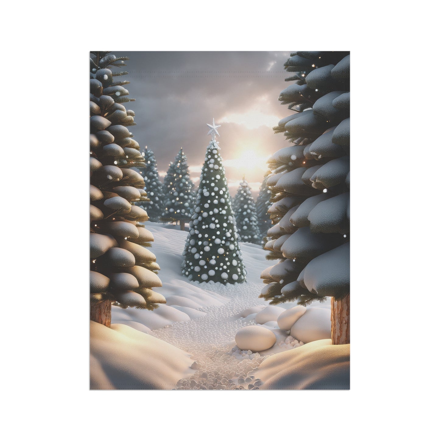 Snowy Scene Holiday Garden Flag/ House Banner