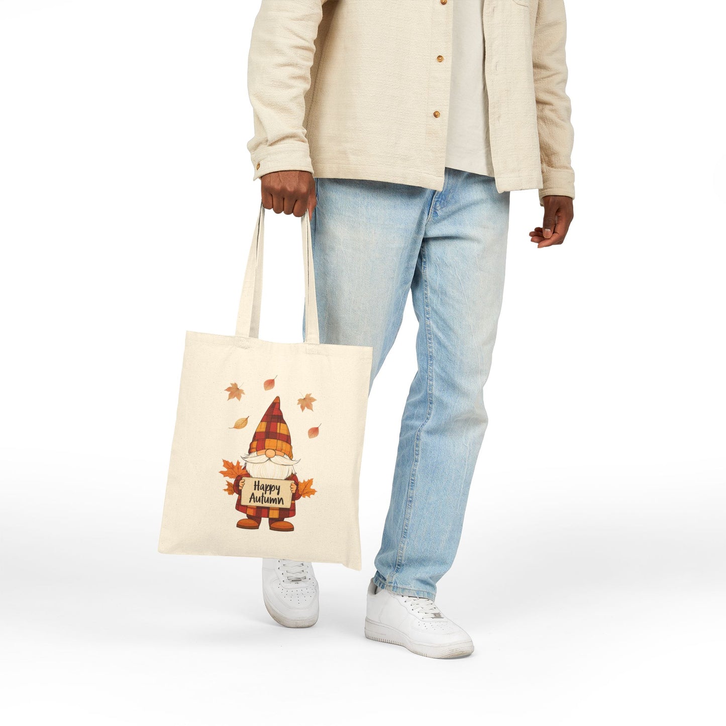 Cute Plaid Gnome Fall Harvest Tote Bag