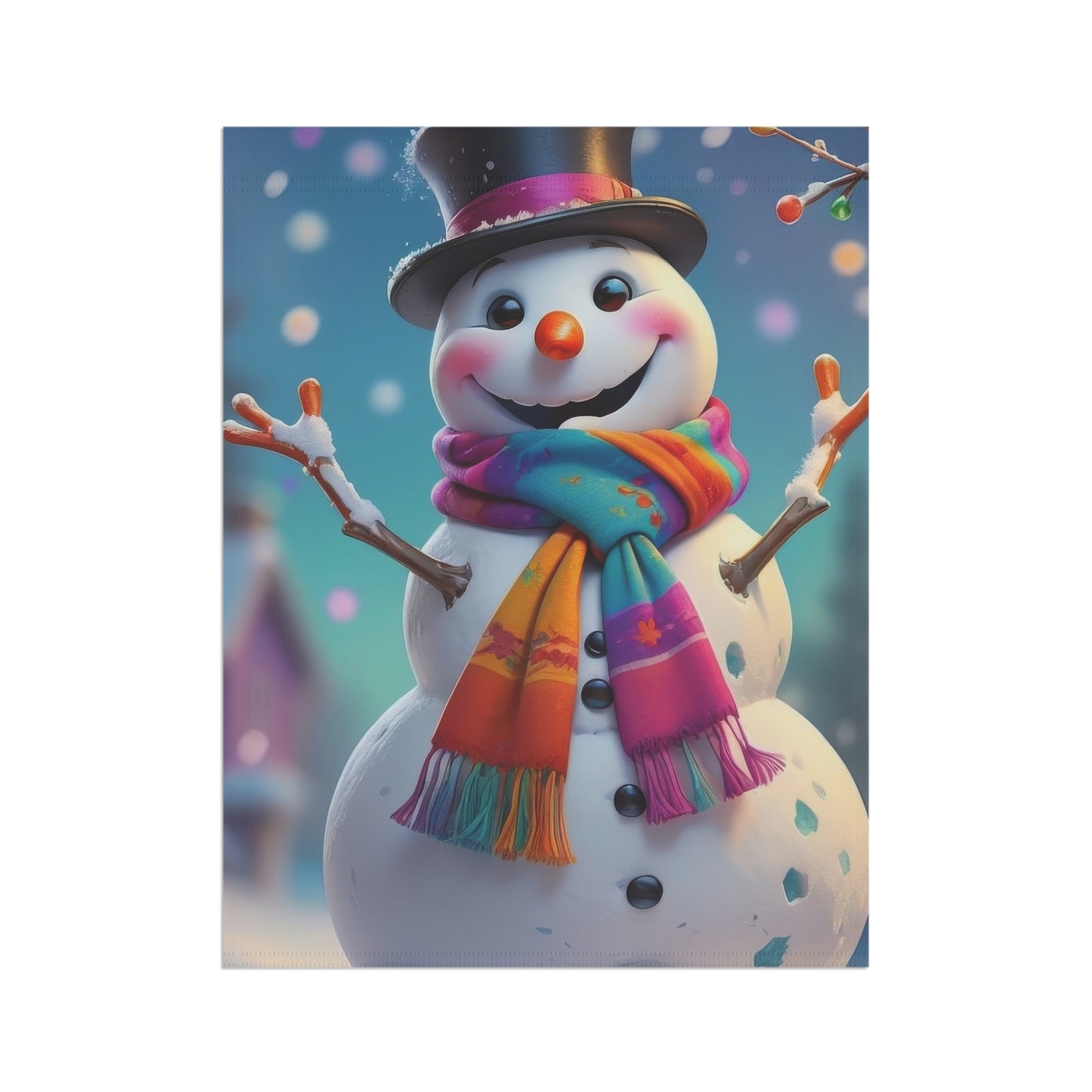 Cheerful Snowman Garden Flag