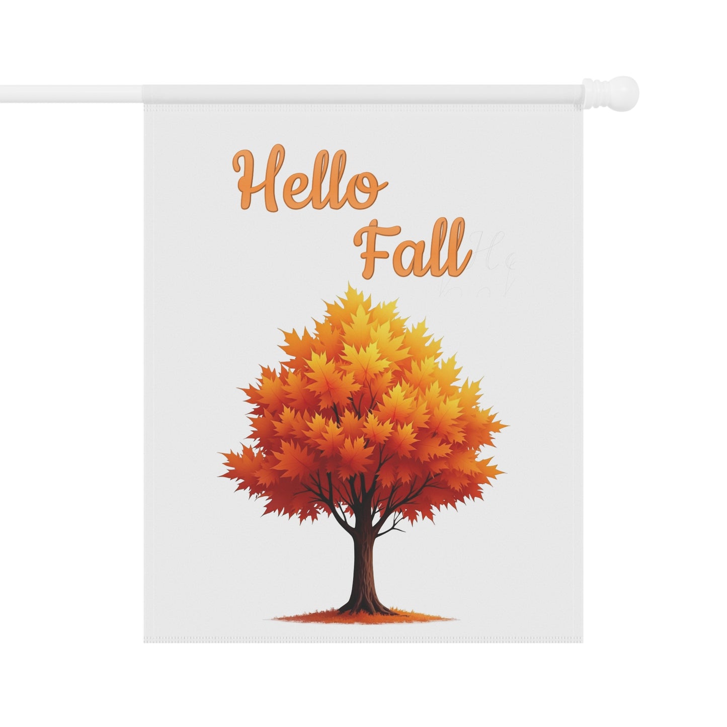 Hello Fall Garden Flag with Golden Autumn Tree