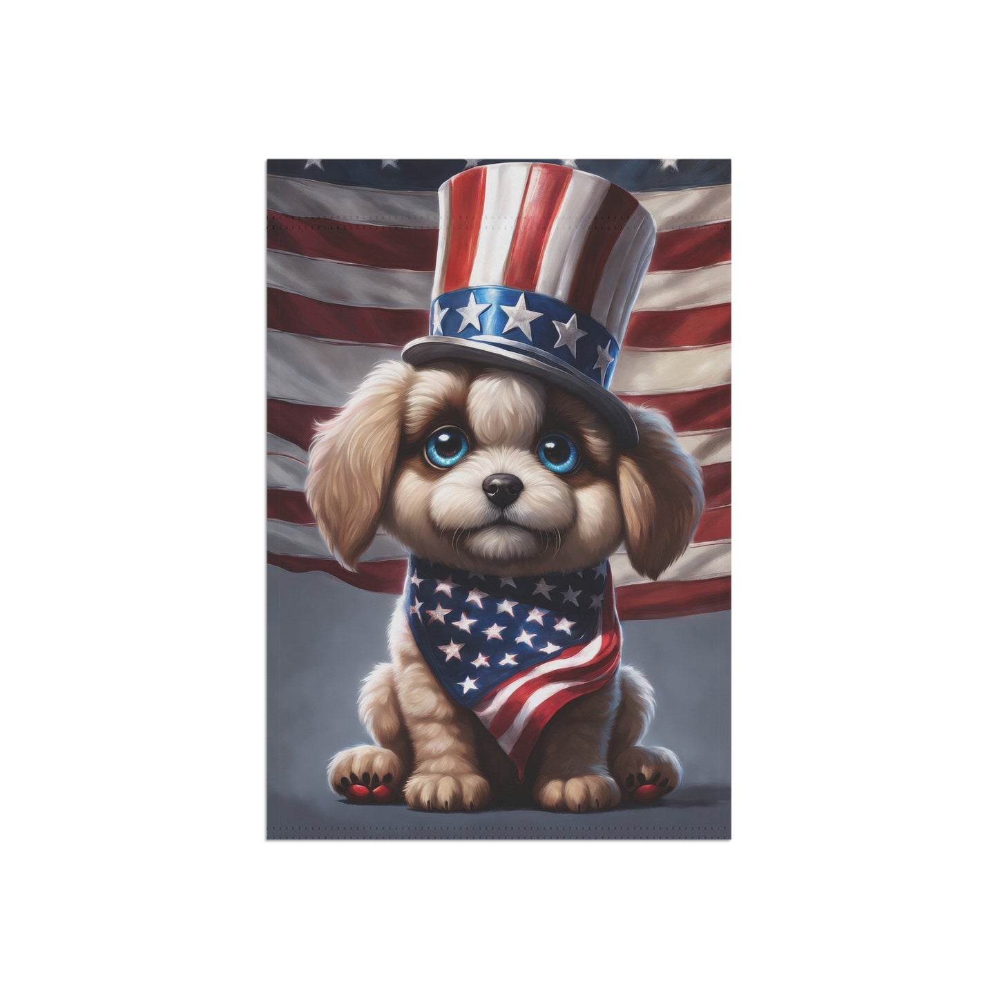 Cute Puppy Patriotic Garden Flag/House Banner