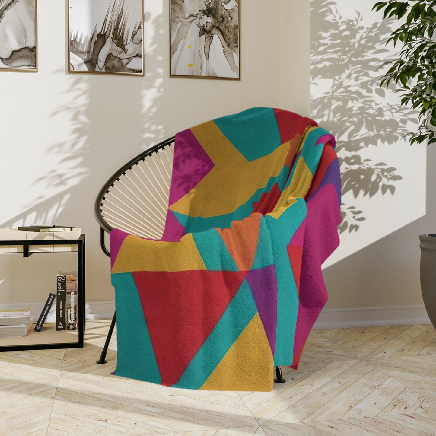 Colorful Modern Geometric Velveteen Blanket