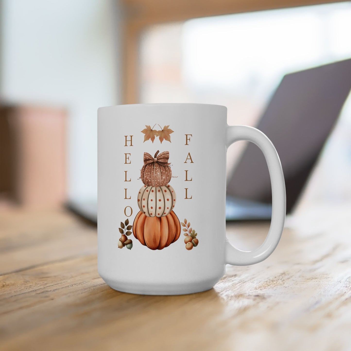 "Hello Fall" Stacked Pumpkin Coffee Mug