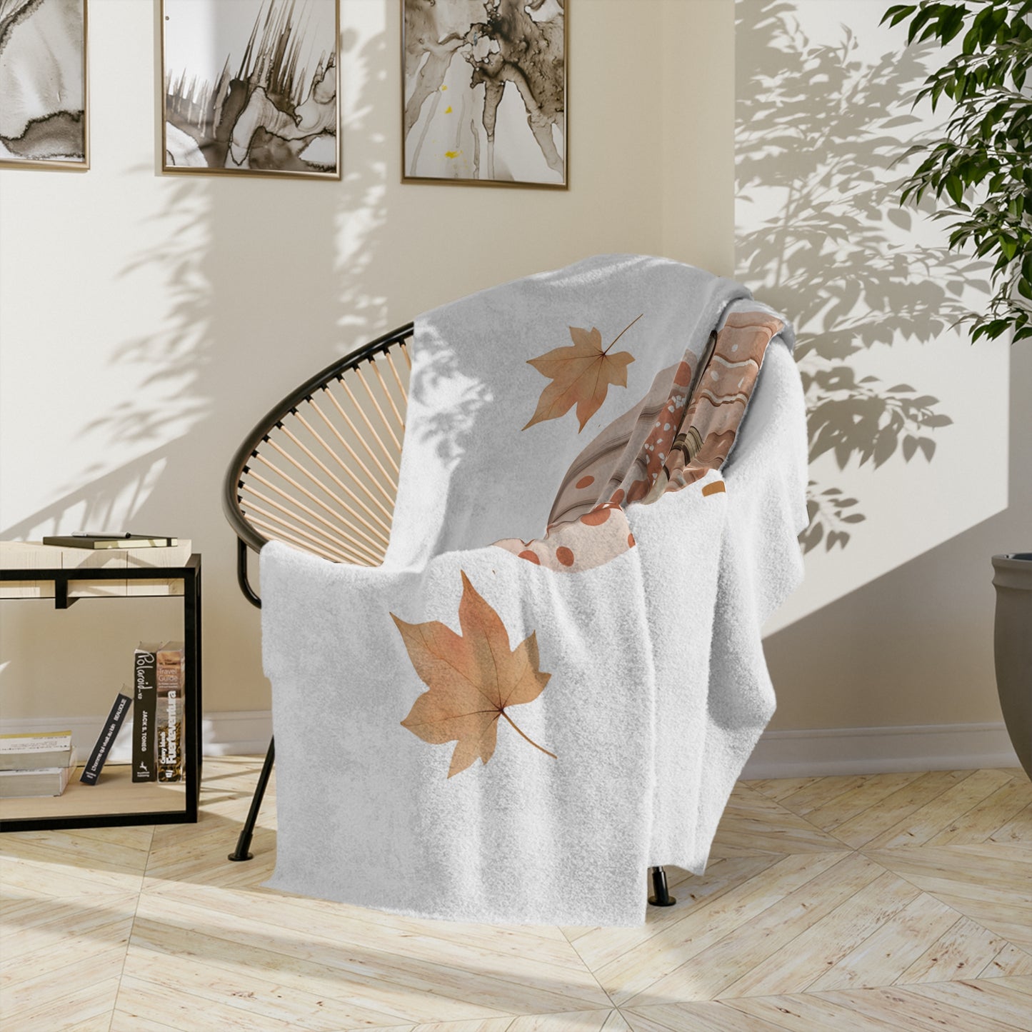 Hello Fall Stacked Pumpkins Velveteen Blanket