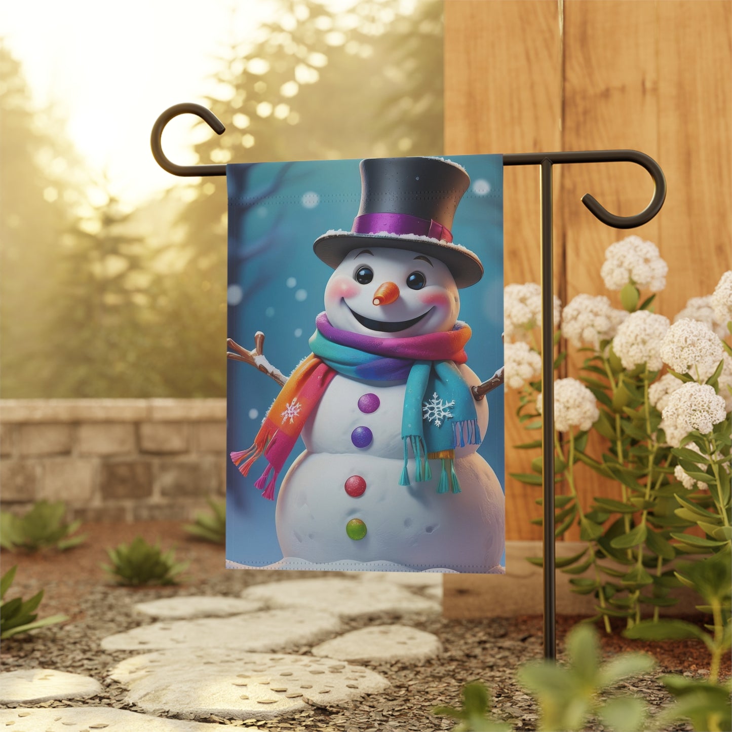 Festive Colorful Snowman Garden Flag