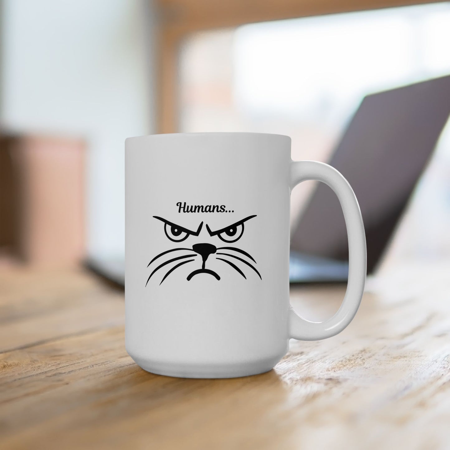 "Humans..." Sarcastic Grumpy Cat Coffee Mug