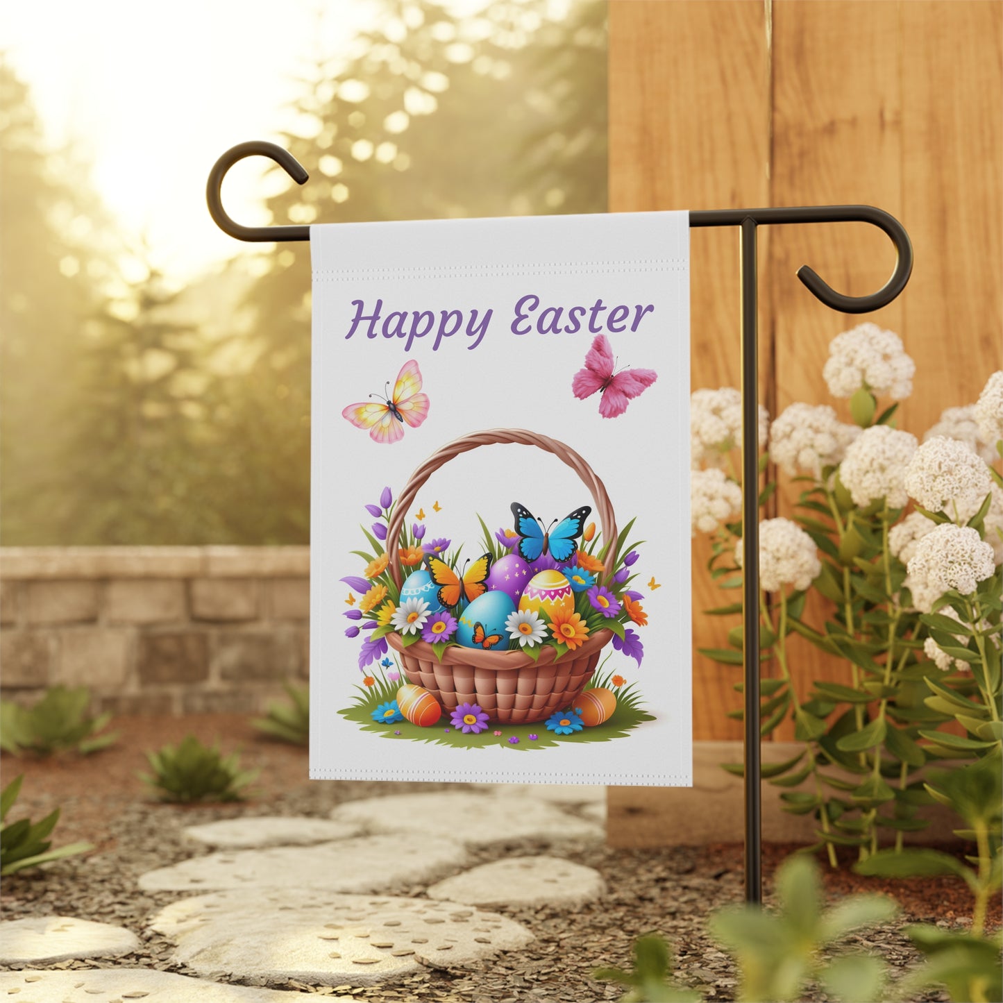 Elegant Easter Basket Garden Flag