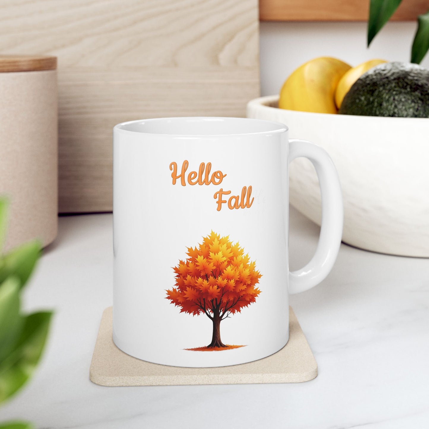 Hello Fall Golden Autumn Tree Coffee Mug