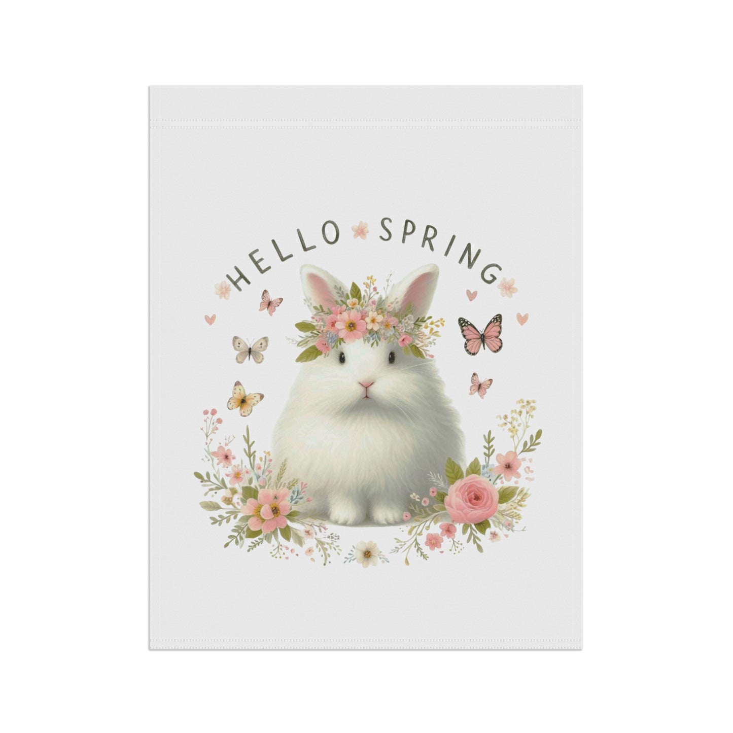 "Hello Spring" Fluffy Bunny Garden Flag
