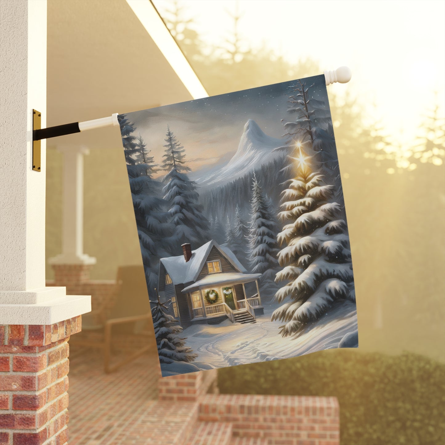 Cozy Winter Cabin Garden Flag