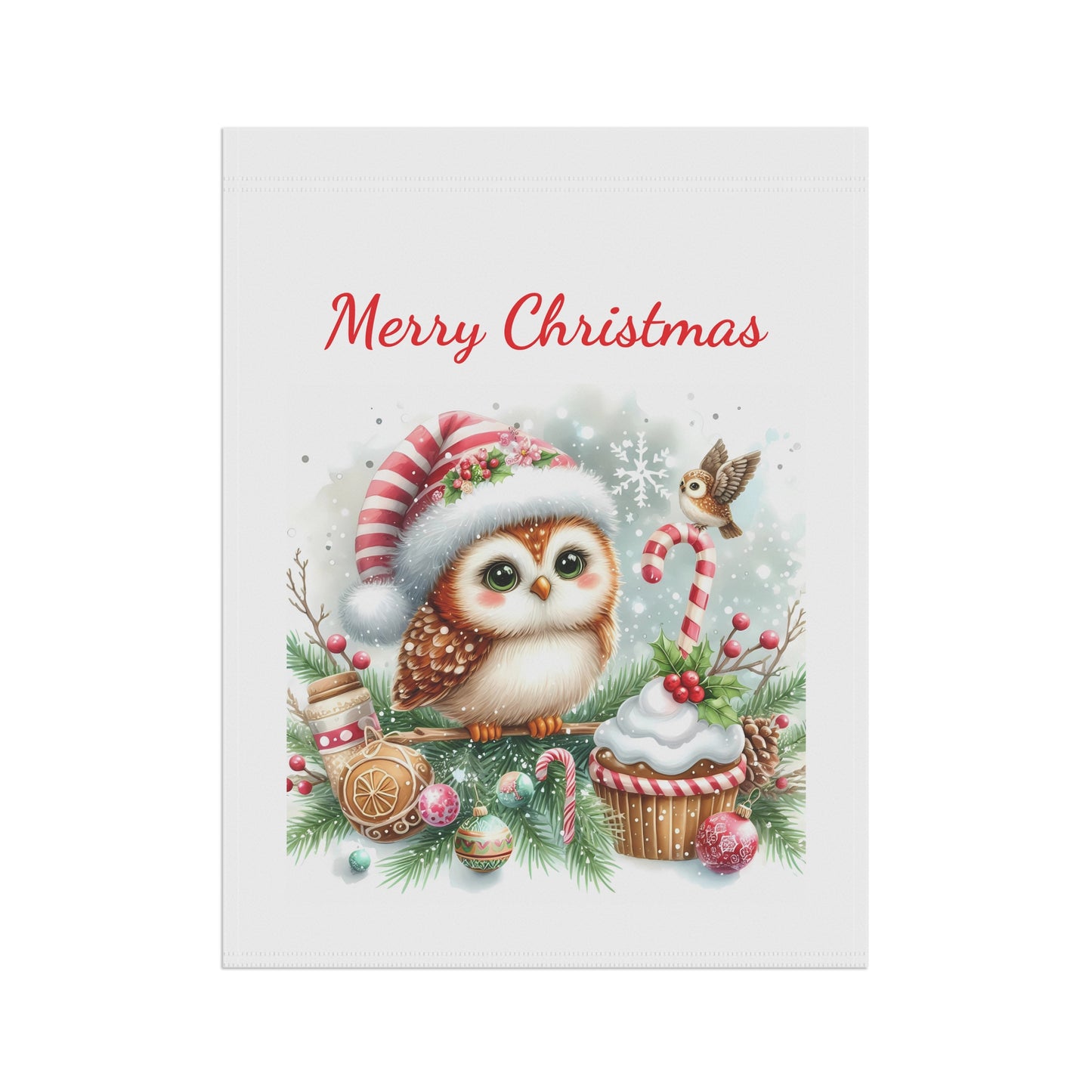 Adorable Santa Owl Garden Flag