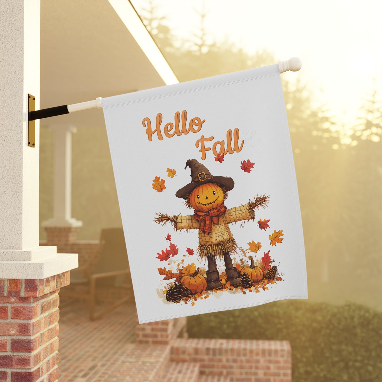Hello Fall Pumpkin Scarecrow Garden Flag
