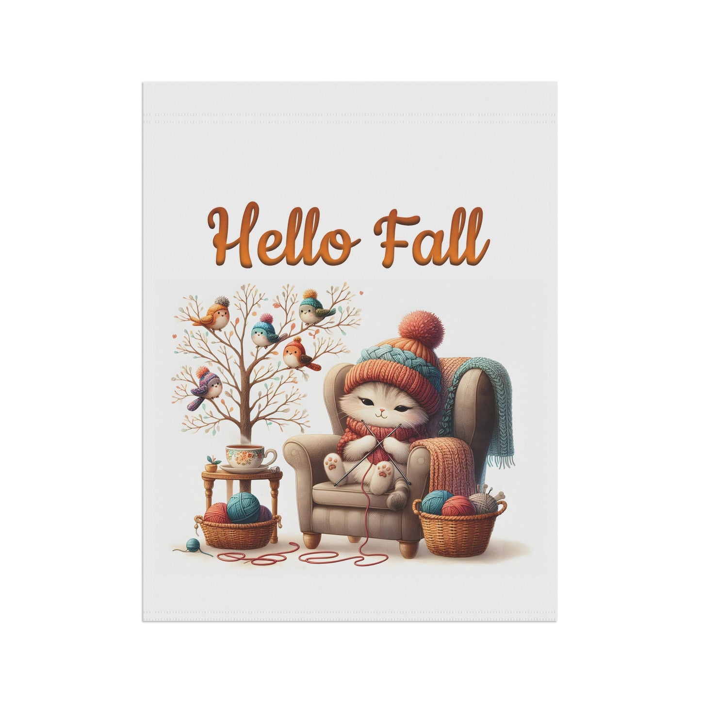 "Hello Fall" Cozy Cat Garden Flag