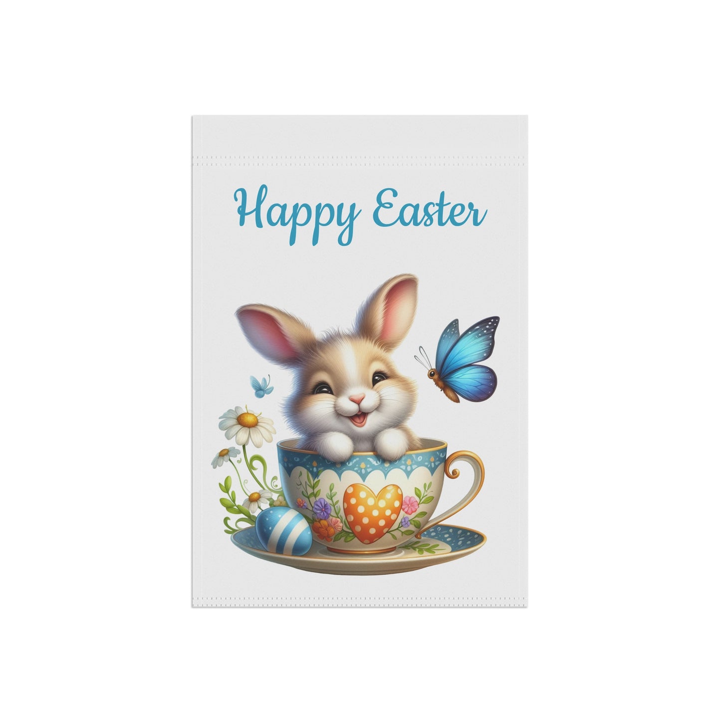 Adorable Easter Bunny in Teacup Garden Flag