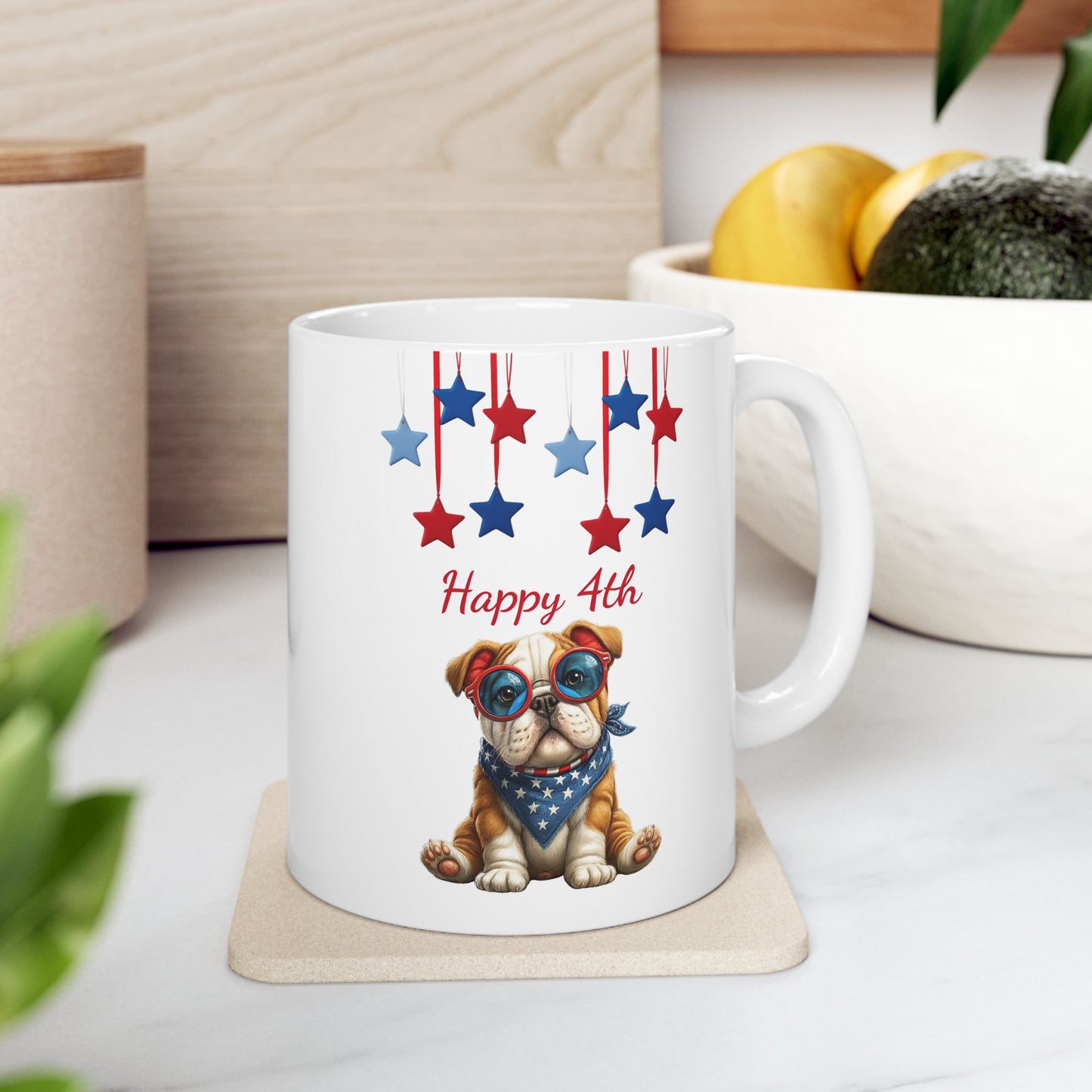 Festive USA Bulldog Ceramic Mug