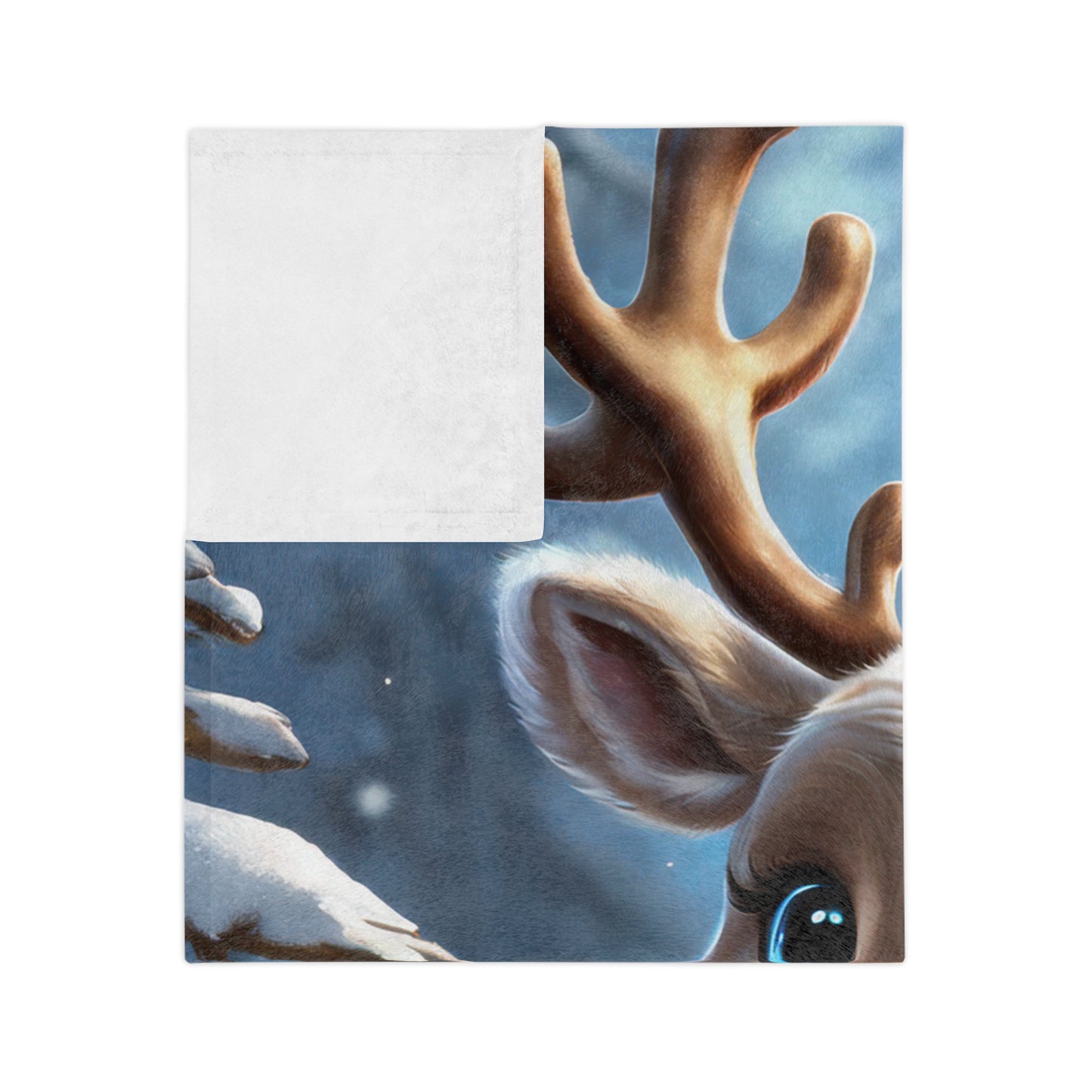 Cozy Velveteen Winter Throw with a Cute Reindeer