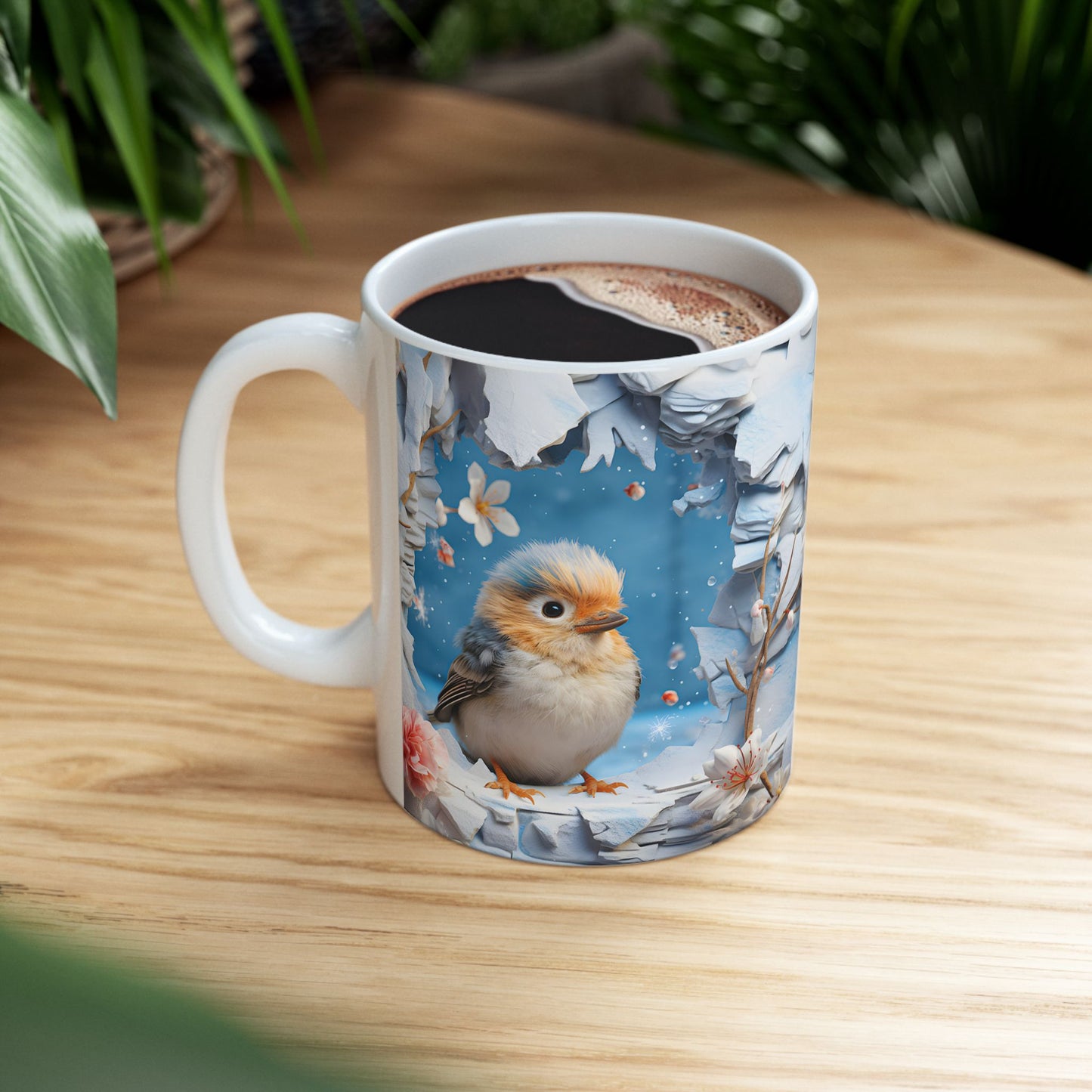 Adorable 3-D Winter Bird Coffee Mug