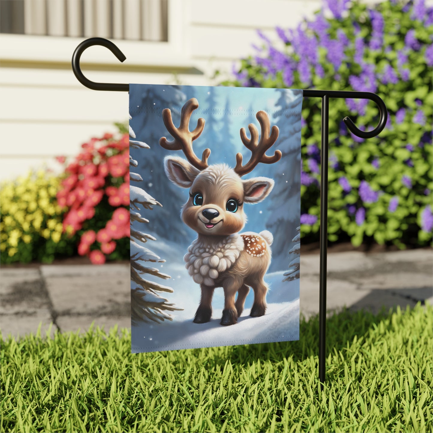 Precious Baby Reindeer Holiday Garden Flag/ House Banner