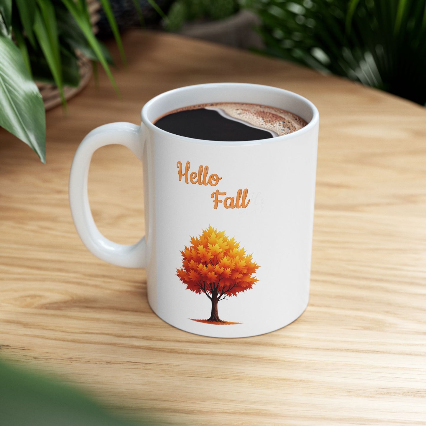 Hello Fall Golden Autumn Tree Coffee Mug