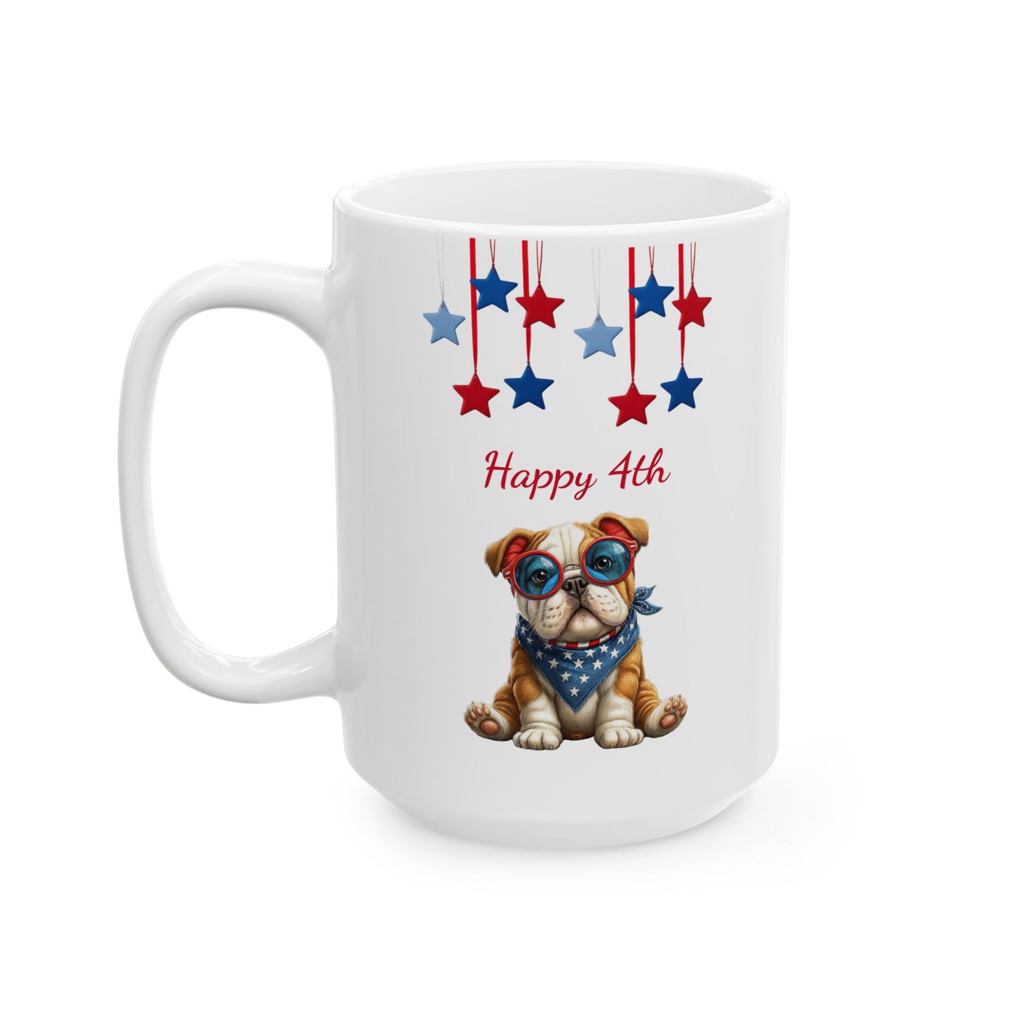 Festive USA Bulldog Ceramic Mug