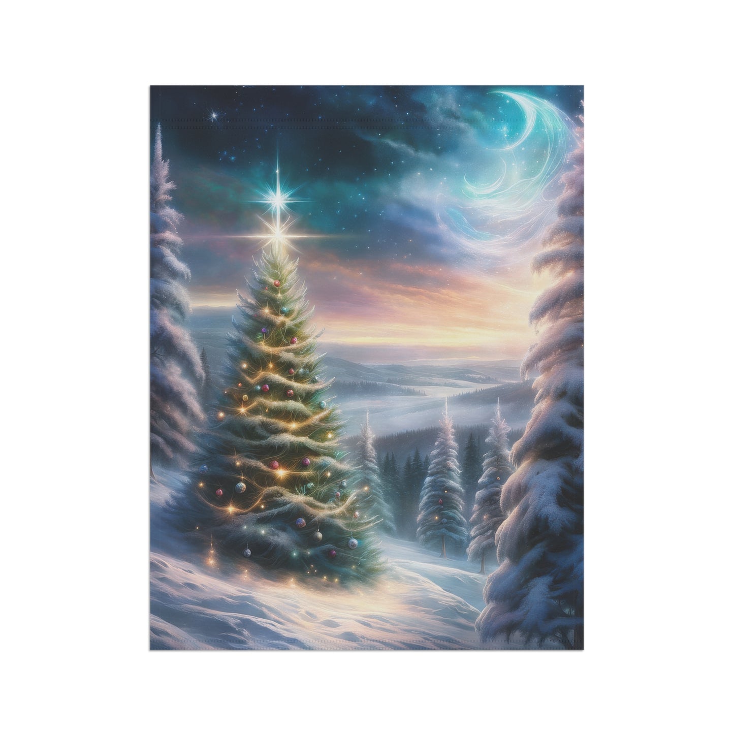 Majestic Winter Scene Holiday Garden Flag/ House Banner