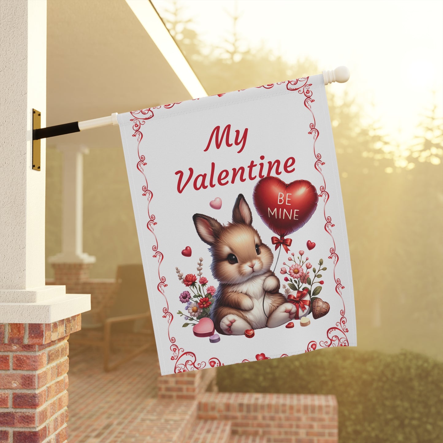 My Valentine Bunny Garden Flag