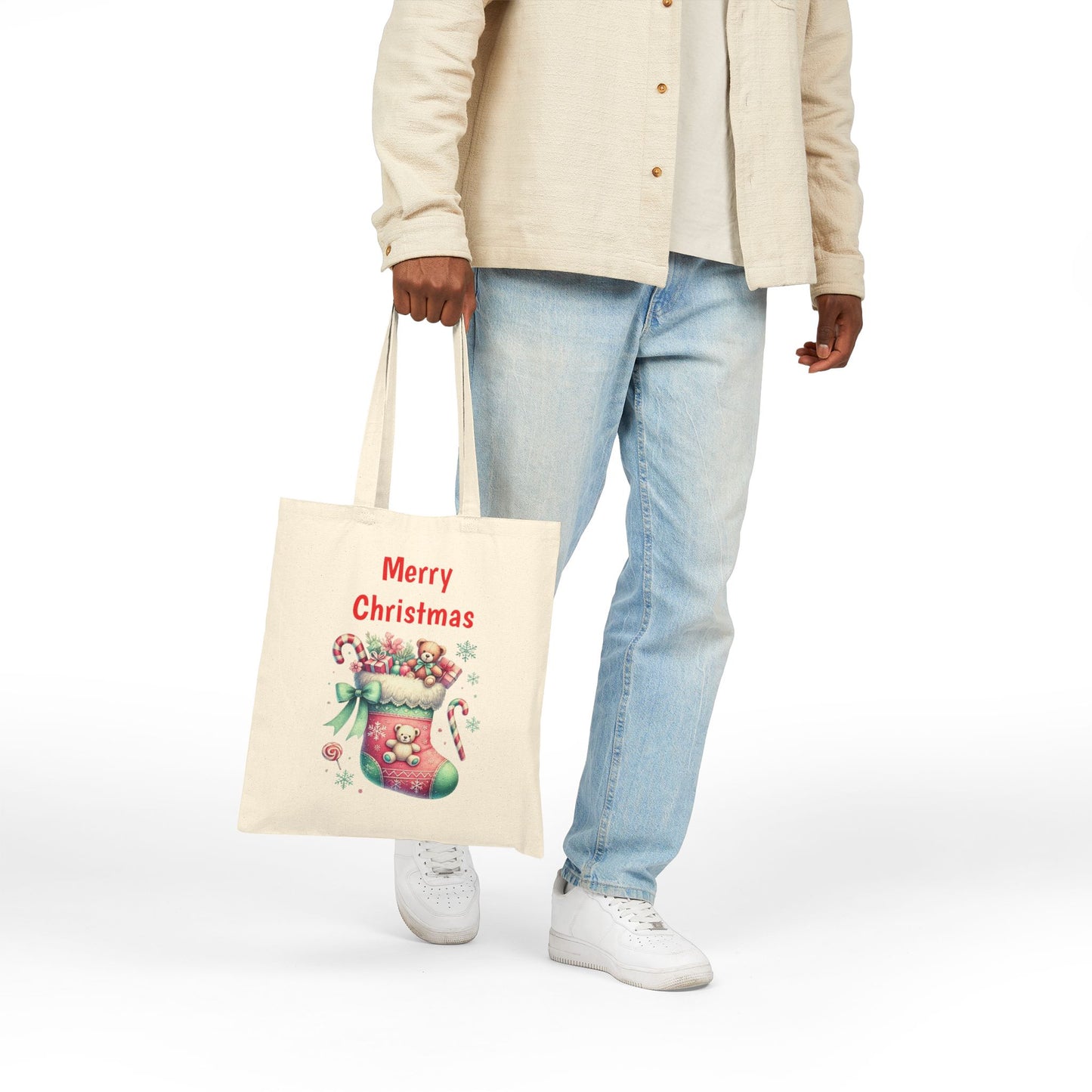 Festive Christmas Stocking Holiday Tote Bag