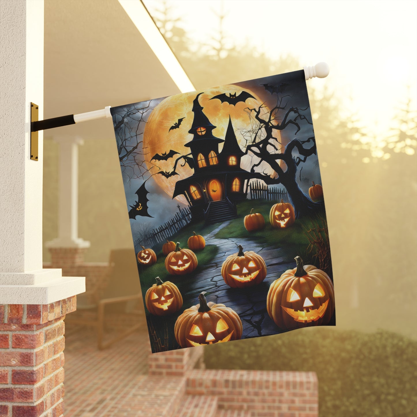 Cute Haunted House Halloween Garden Flag/ House Banner