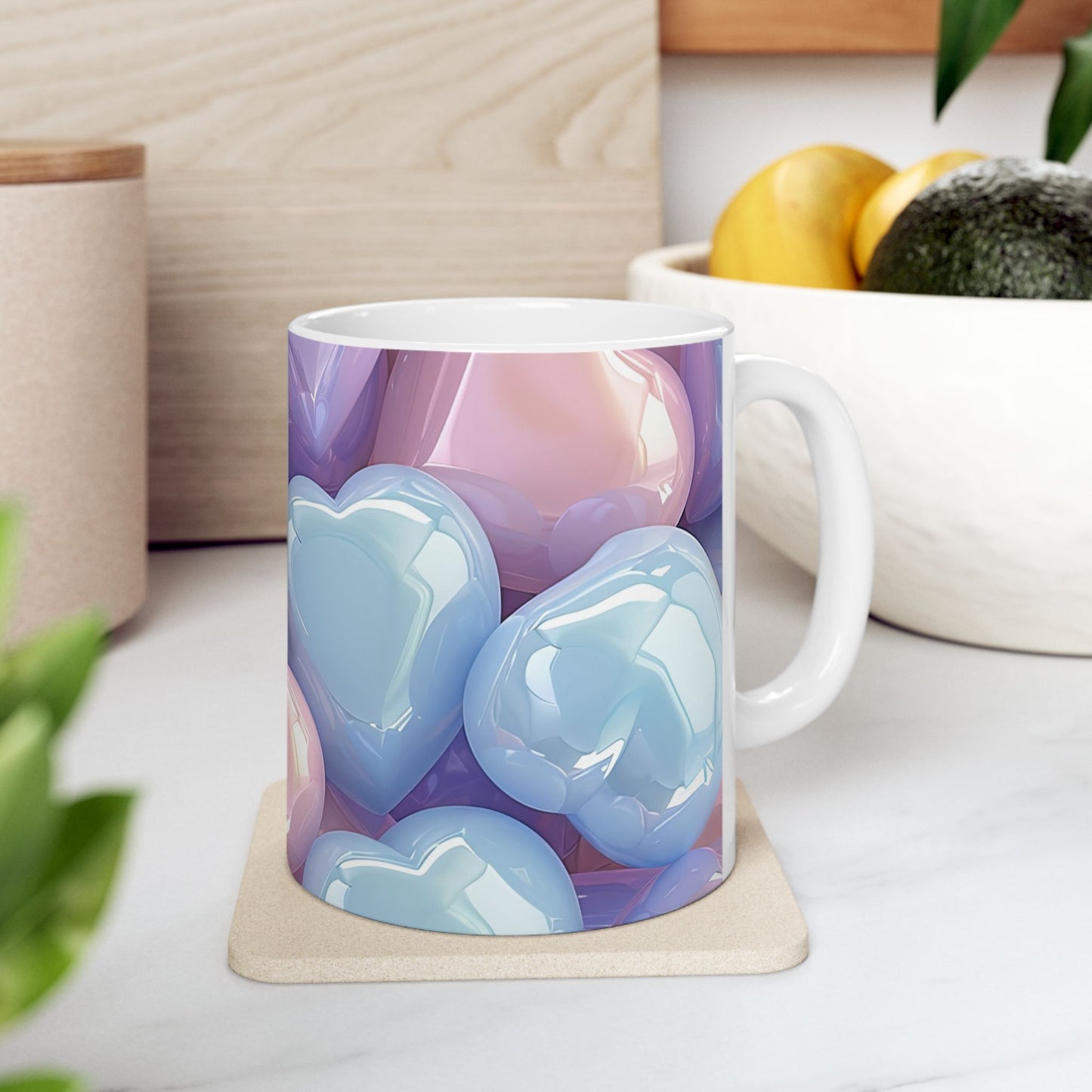 Shimmering Multi-Colored Iridescent Hearts Coffee Mug