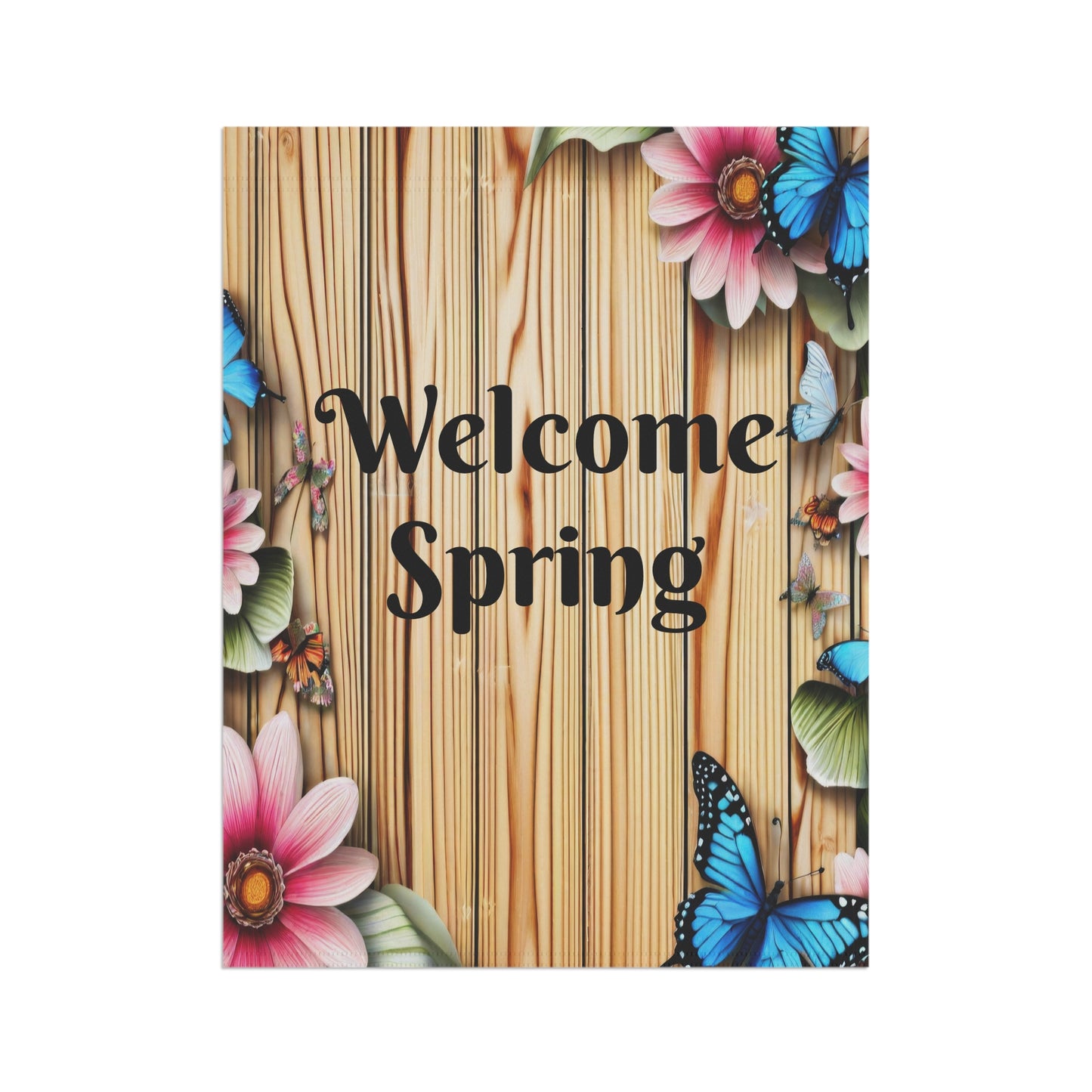 Rustic Wood Welcome Spring Garden Flag