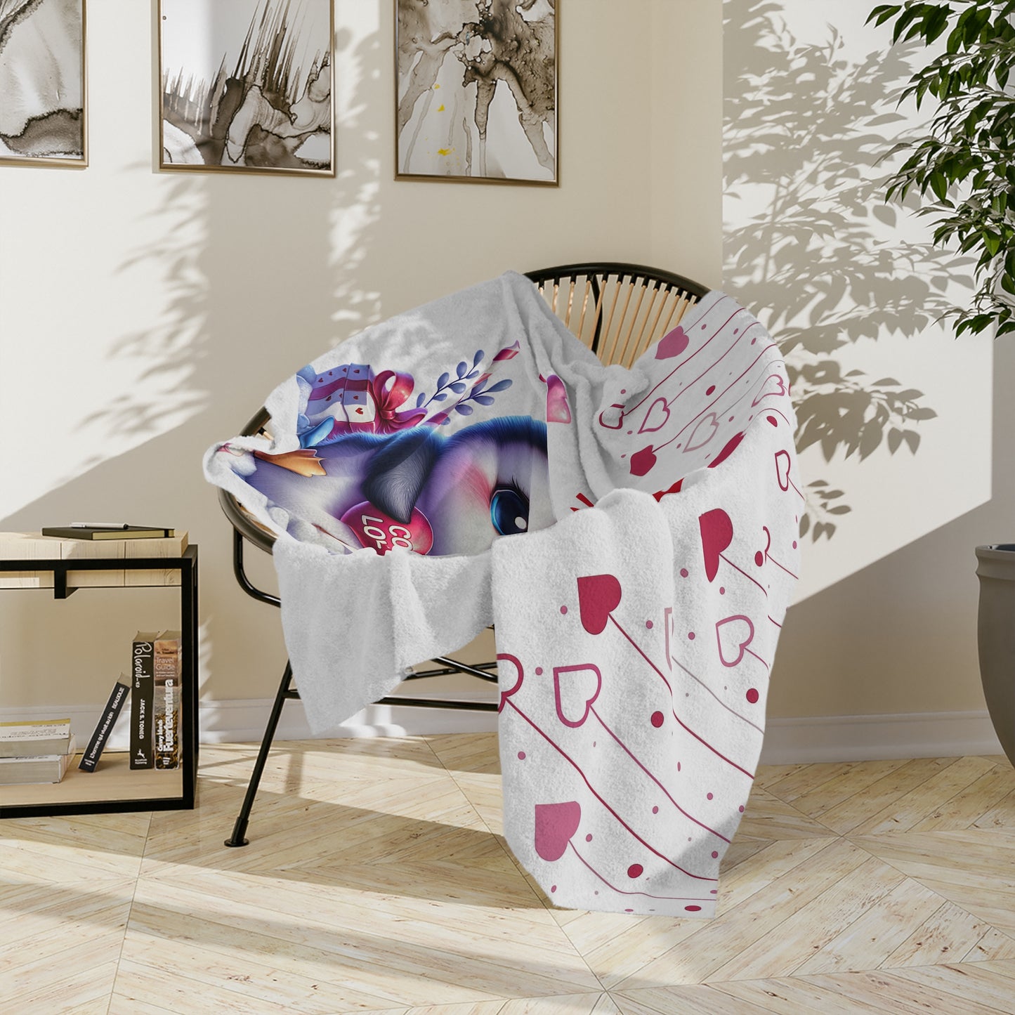 Be Mine Valentine Penguin Velveteen Blanket
