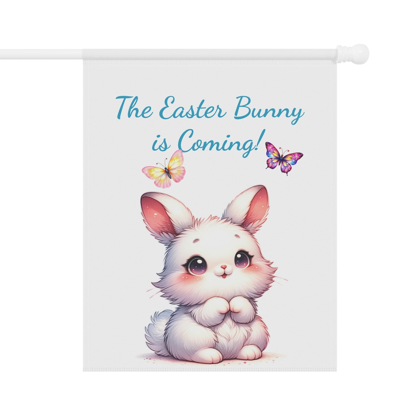 Adorable White Bunny Garden Flag