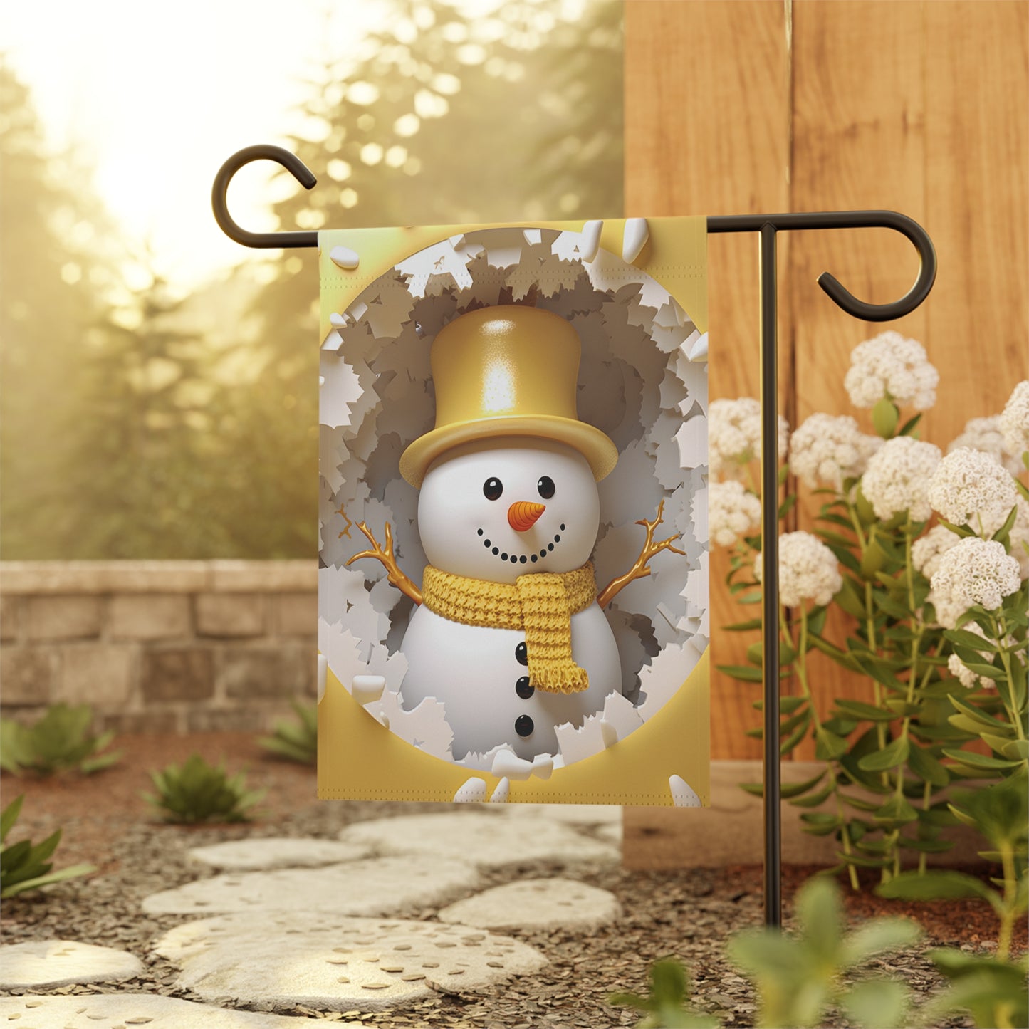 3-D Snowman Garden Flag