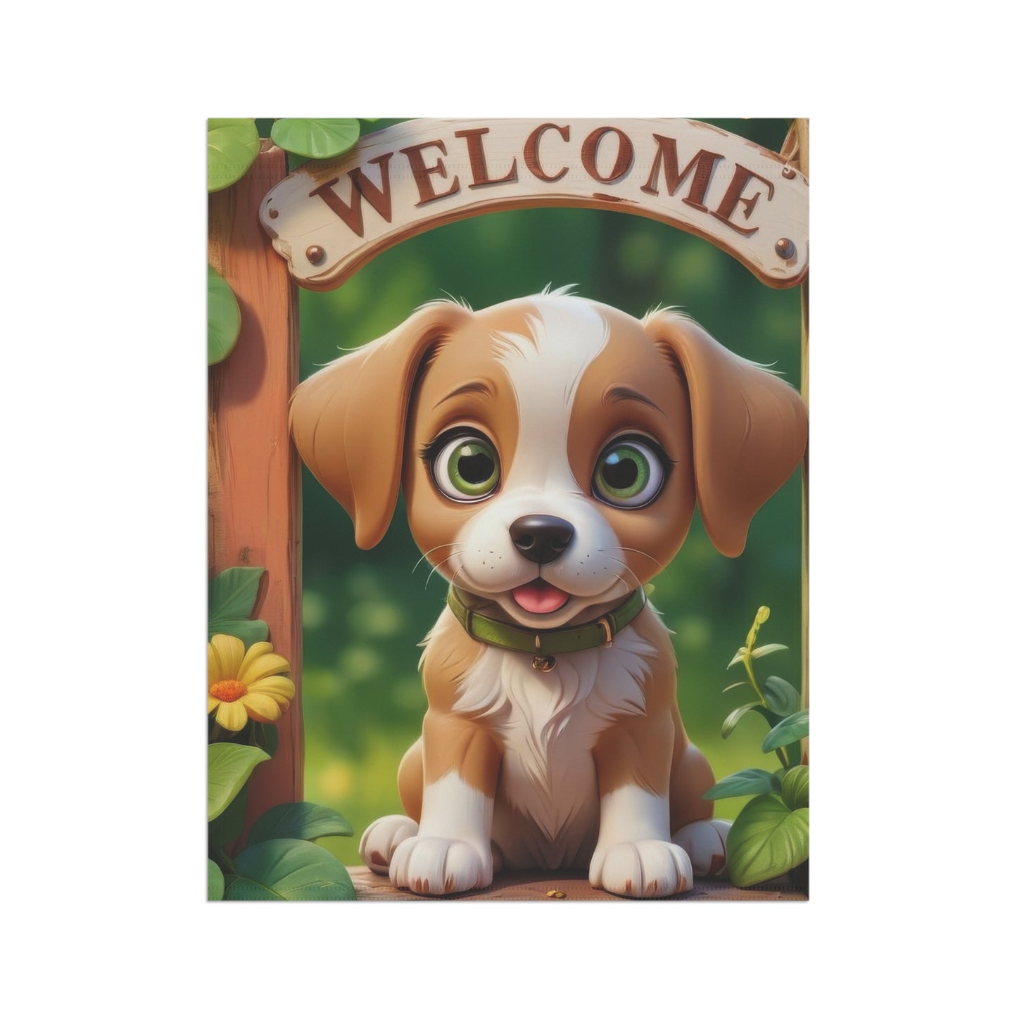 Cute Puppy Dog Welcome Garden Flag