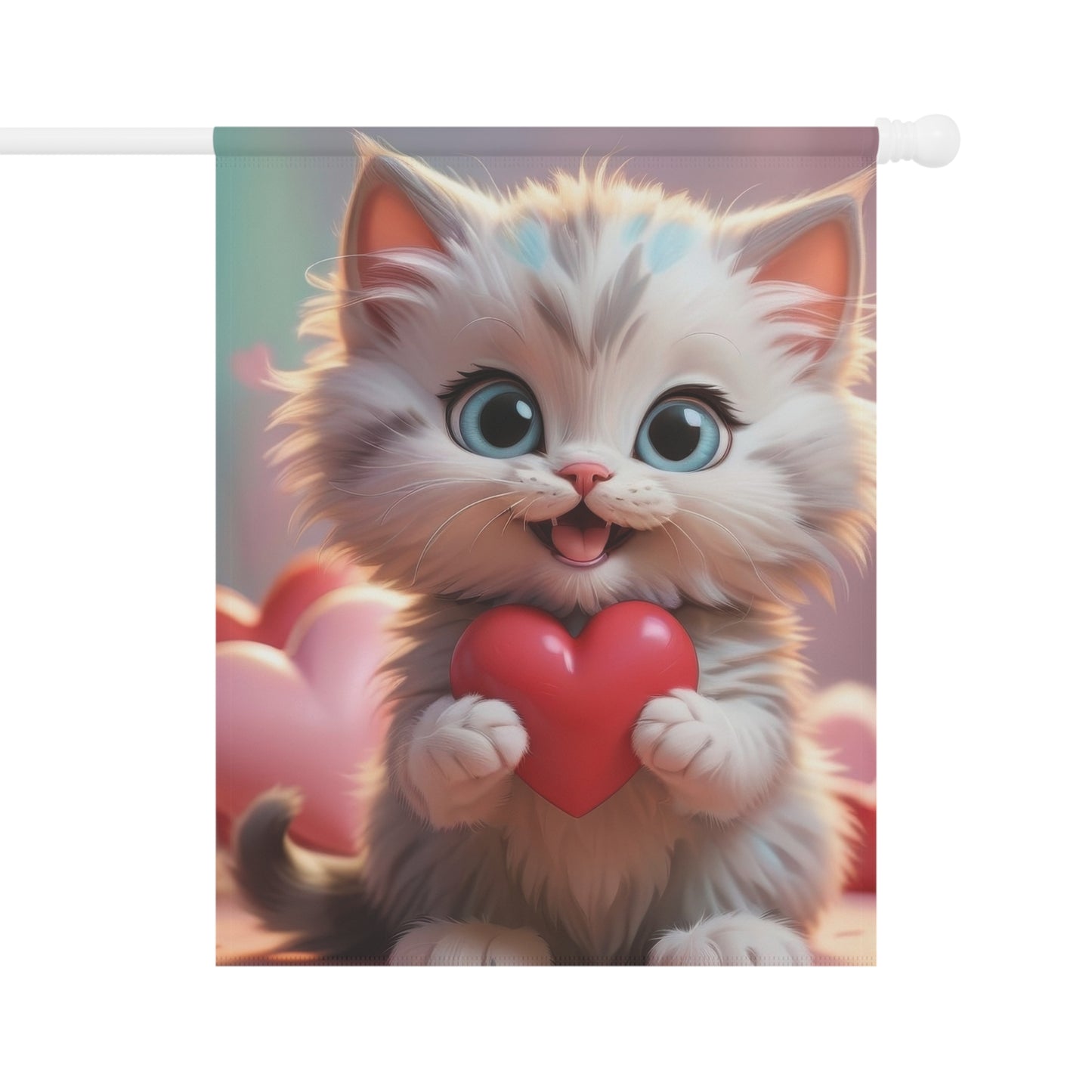 Cute Valentine Kitten Garden Flag