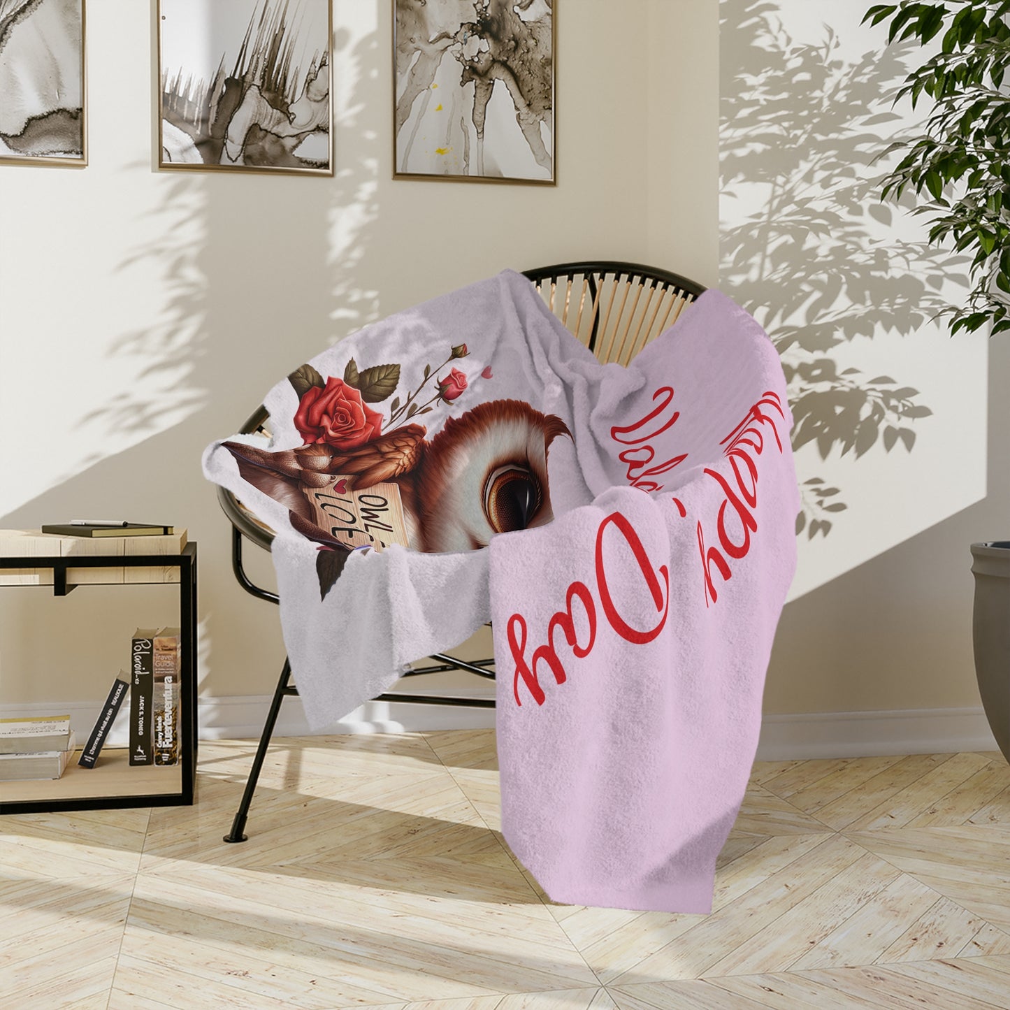Happy Valentine's Day Owl Blanket