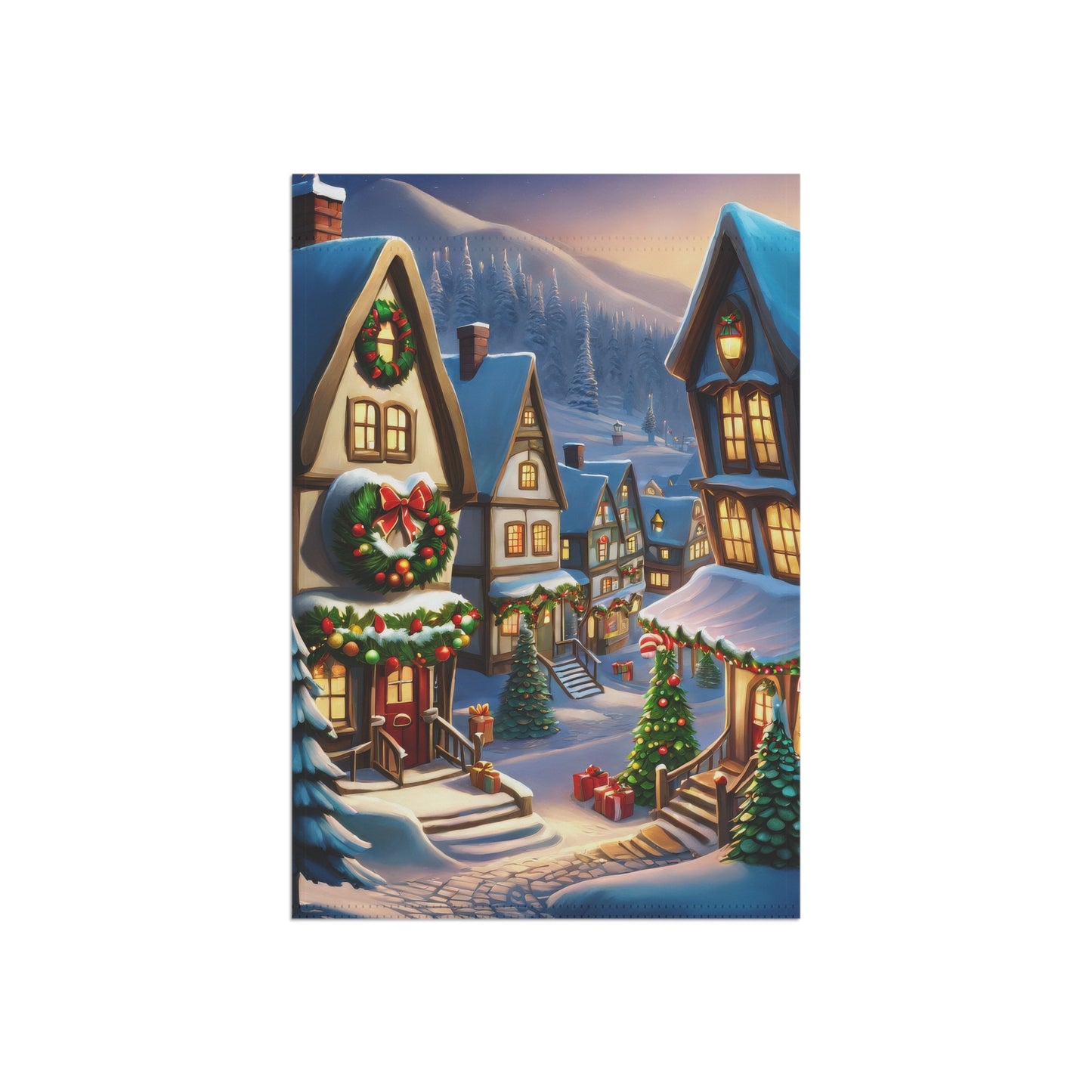 Charming Christmas Town Garden Flag/ House Banner