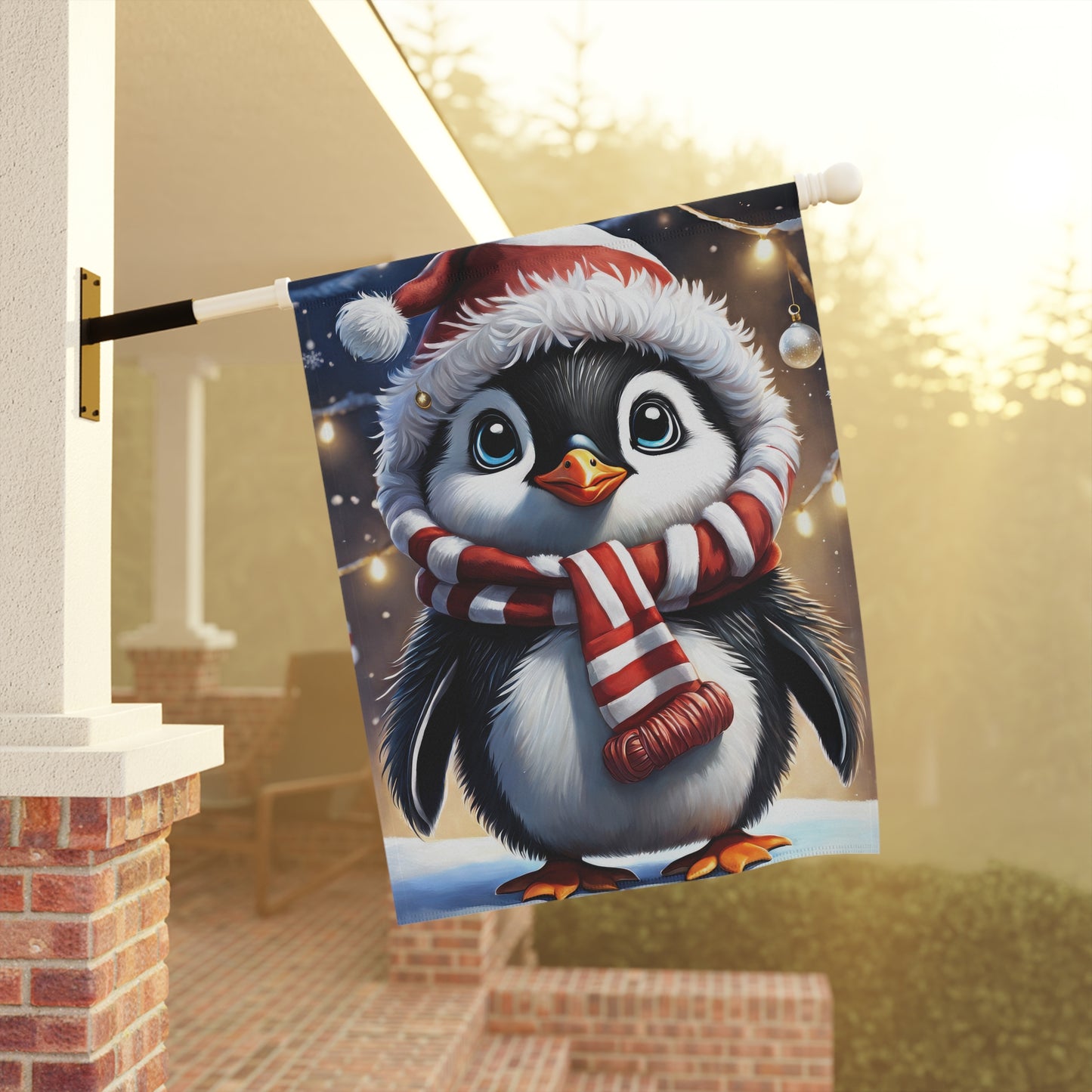 Adorable Christmas Penguin Garden Flag