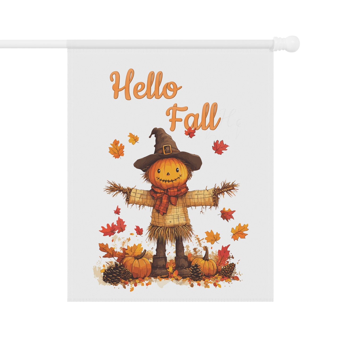 Hello Fall Pumpkin Scarecrow Garden Flag