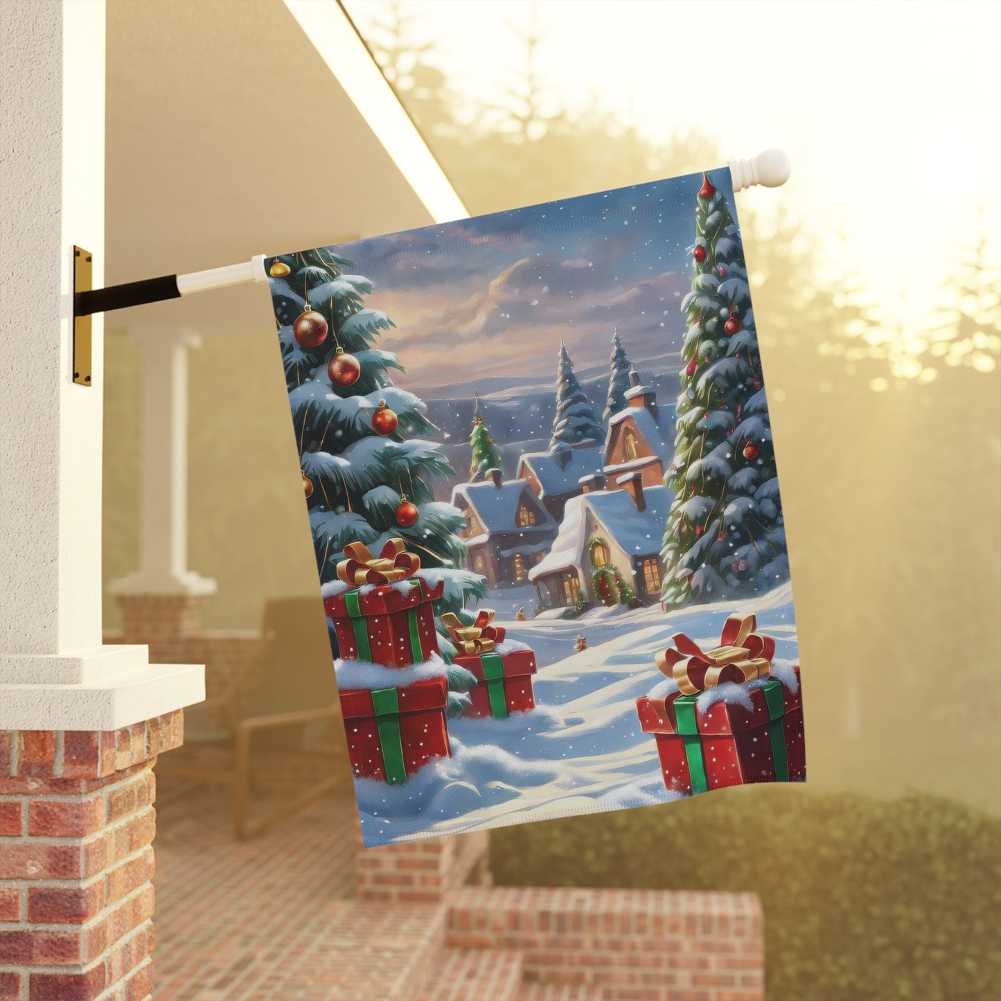 Magical Christmas Village & Presents Garden Flag