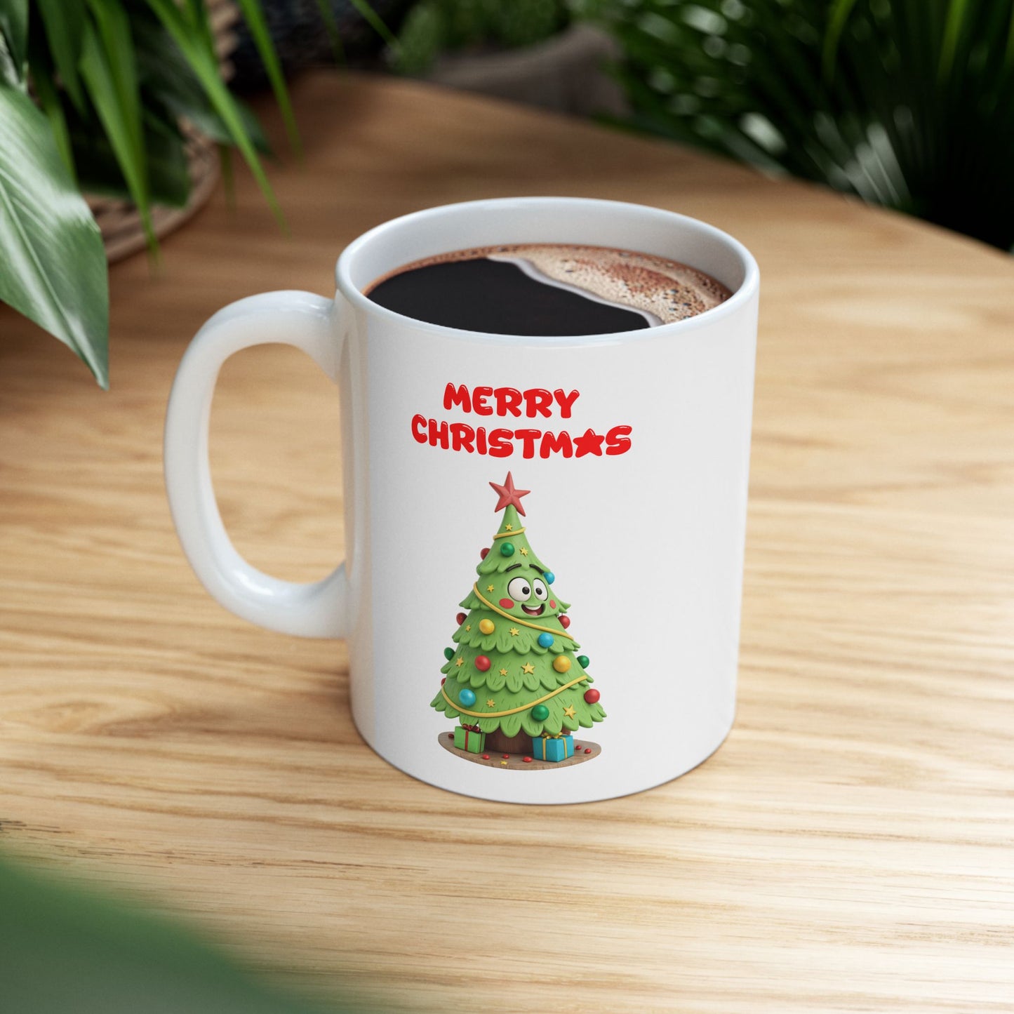 Merry Christmas Cartoon Tree Coffee Mug