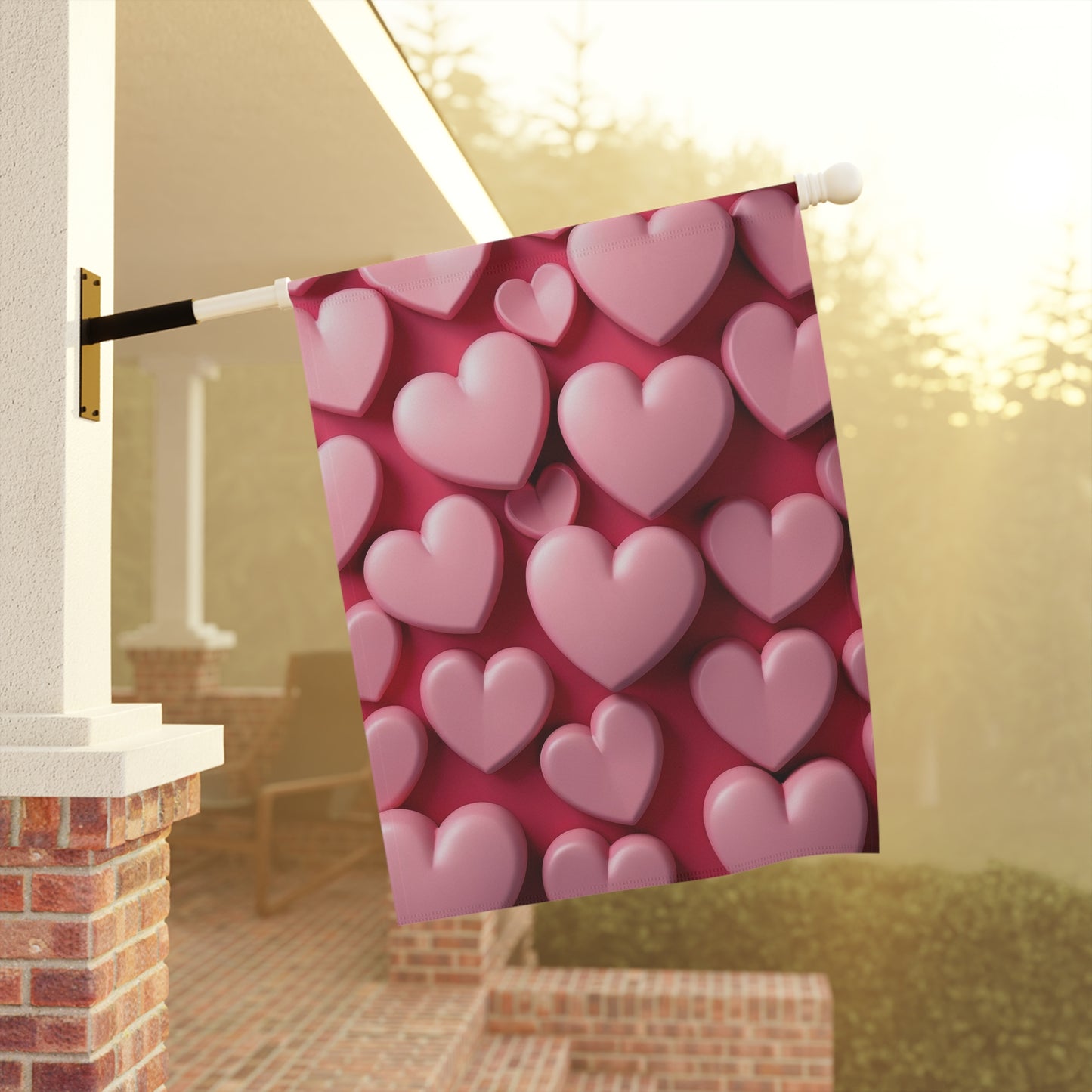 Pink Hearts Valentine Garden Flag